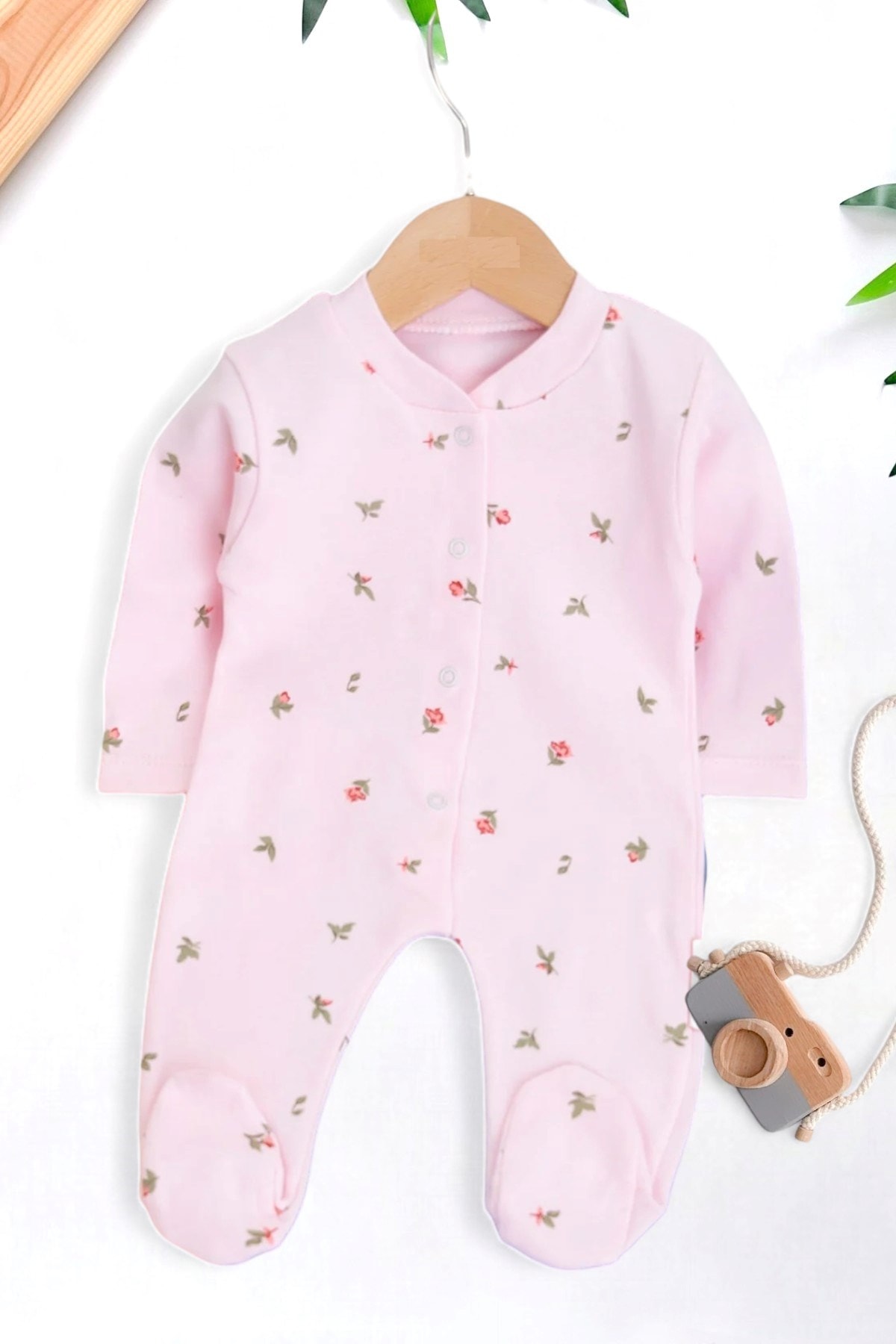 KIZ BEBEK LALE BASKILI PATİKLİ MEVSİMLİK YENİ DOĞAN TULUM 0-1-3-6 AY  R1152 - PEMBE