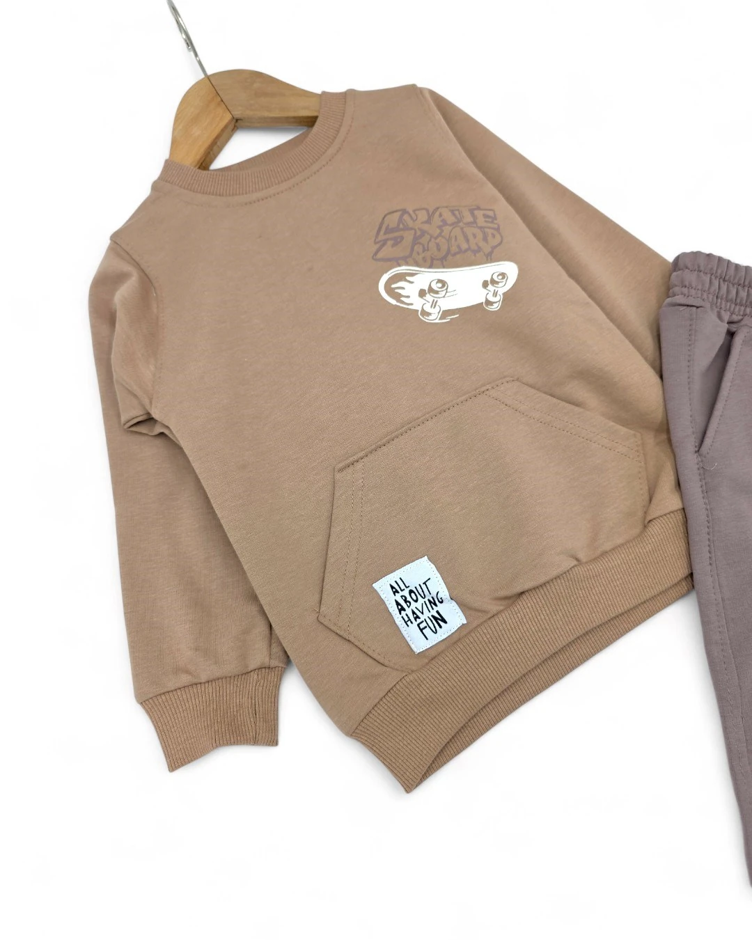 Erkek Çocuk Sırtı Kaykay Baskılı 2-10 Yaş Mevsimlik 2 İplik Eşofman Takımı R2127