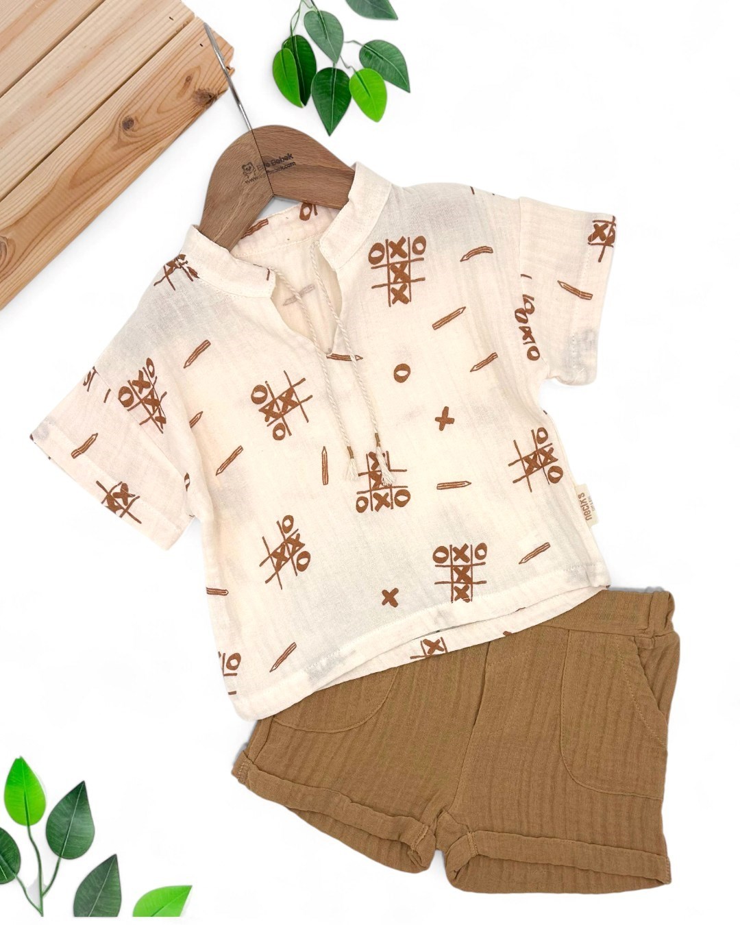 ERKEK BEBEK YAZLIK BASKILI 6-9-12-18-24 AY ŞORTLU MÜSLİN TAKIM R1836