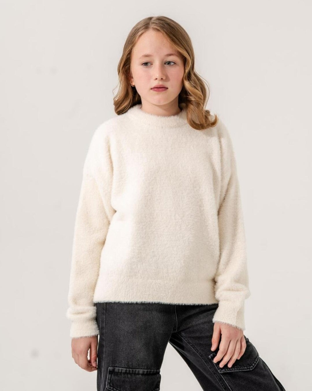 Kız Çocuk Tüylü Triko Kazak, 9-10-11-12-13-14-15 Yaş, Tüylü Yumuşacık KazakR2333