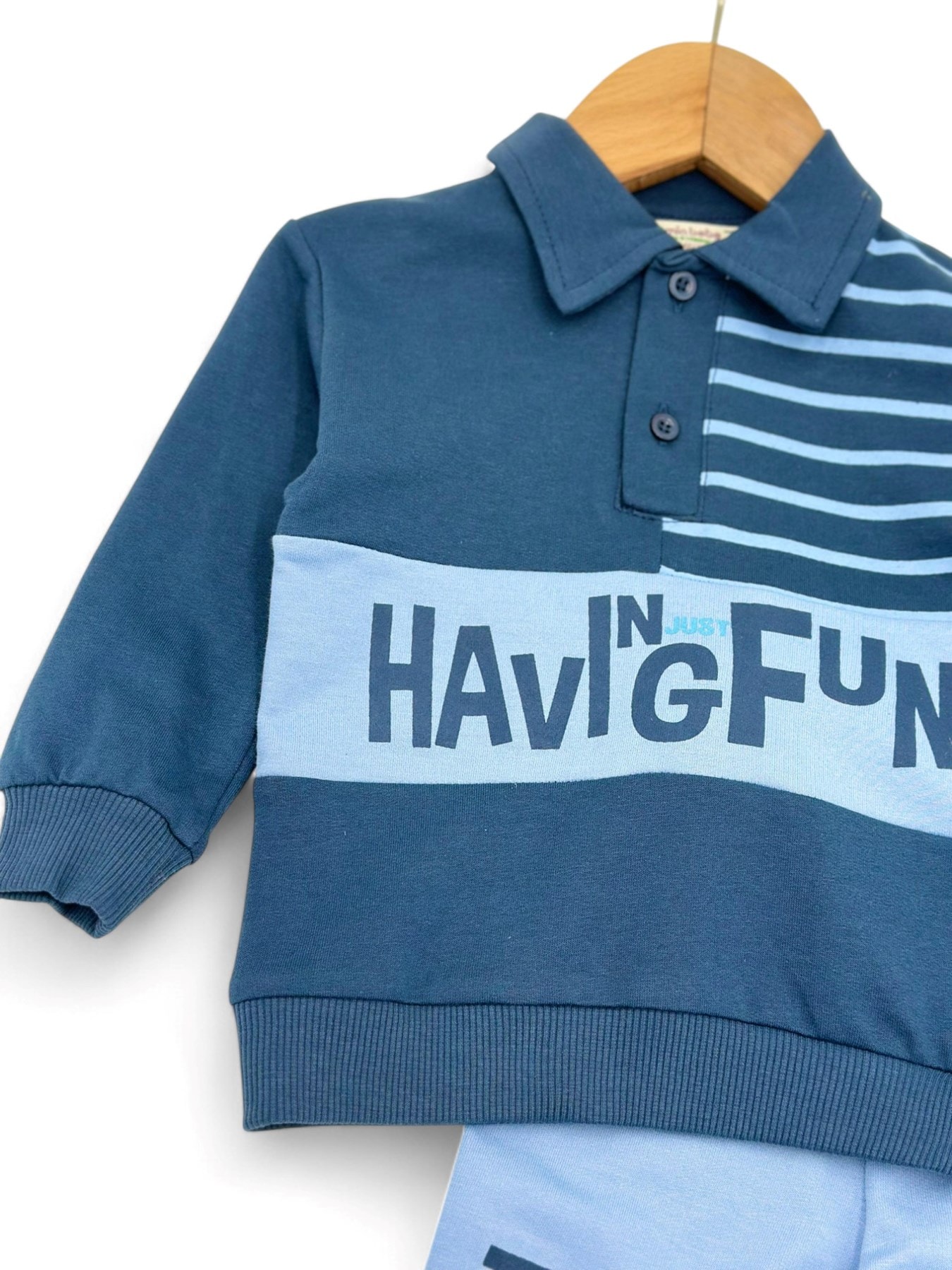 Erkek Bebek Mevsimlik Yakalı Baskılı Cool Takım 3-6-9-12-18-24 Ay R1401