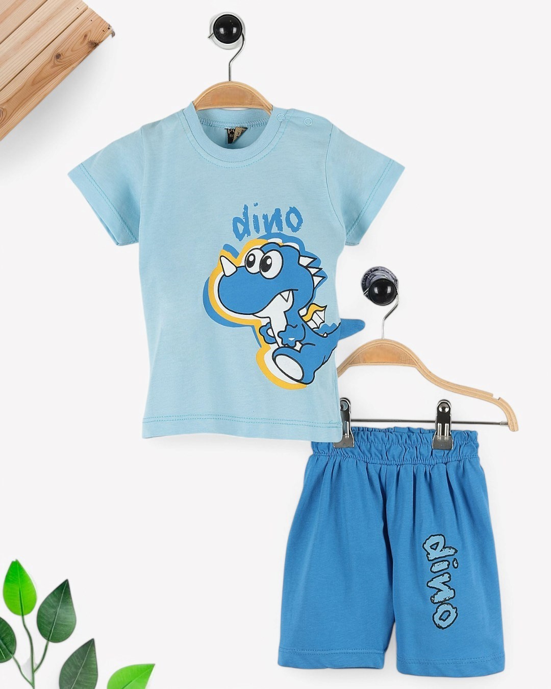 ERKEK BEBEK DİNOZOR BASKILI 6-9-12-18-24 AY ŞORTLU YAZLIK TAKIM R1753