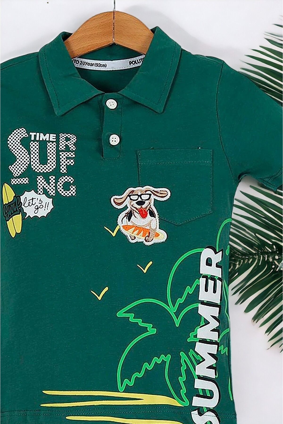 ERKEK ÇOCUK KOT ŞORTLU  SUMMER BASKILI  NAKIŞLI YAZLIK POLO YAKALI COOL ÇOCUK TAKIM 3-6 YAŞ R732