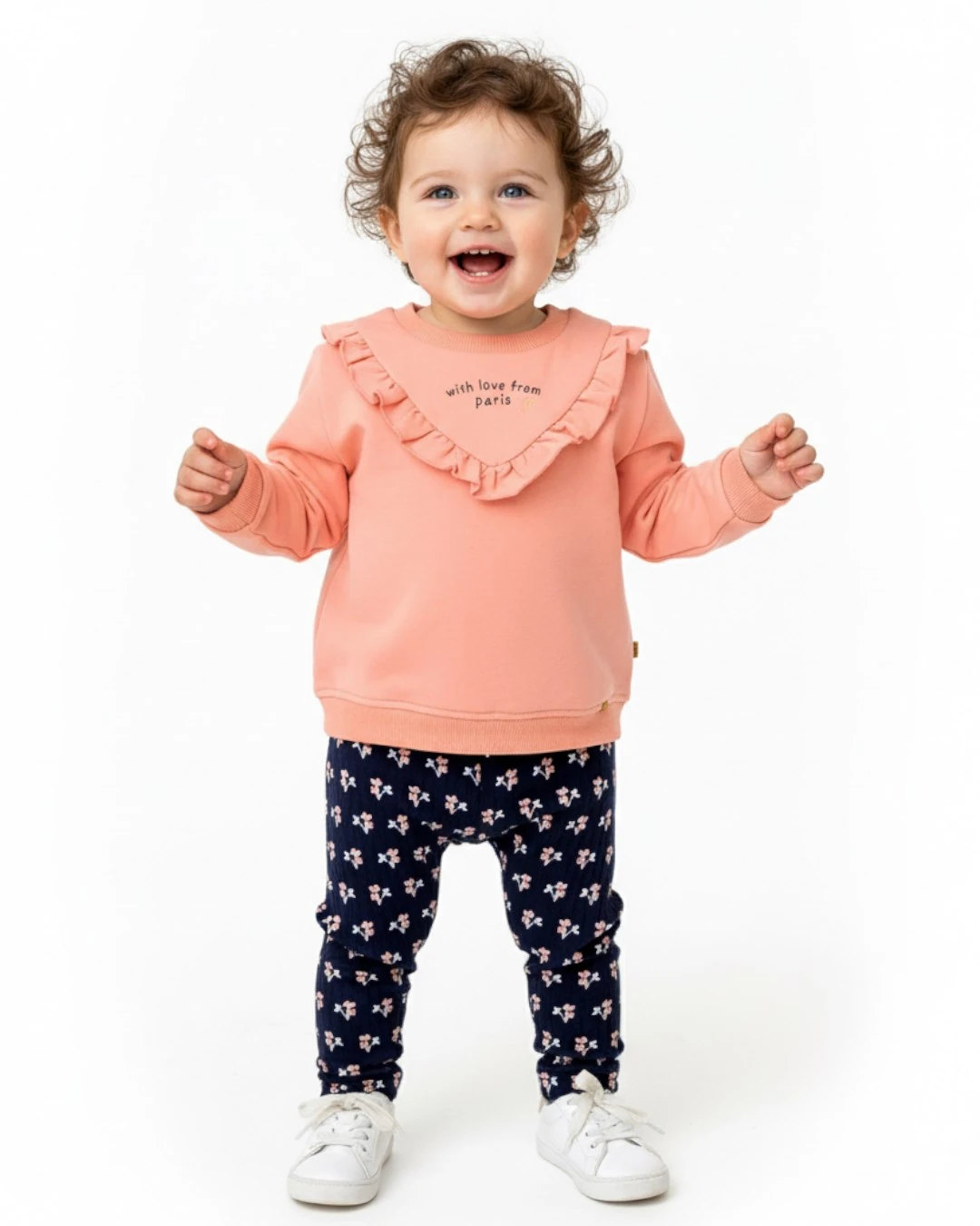 Kız Bebek 6-9-12-18-24 Aylık Taytlı, Fırfır Detaylı Alt Üst Şık Takım R2322 - SOMON