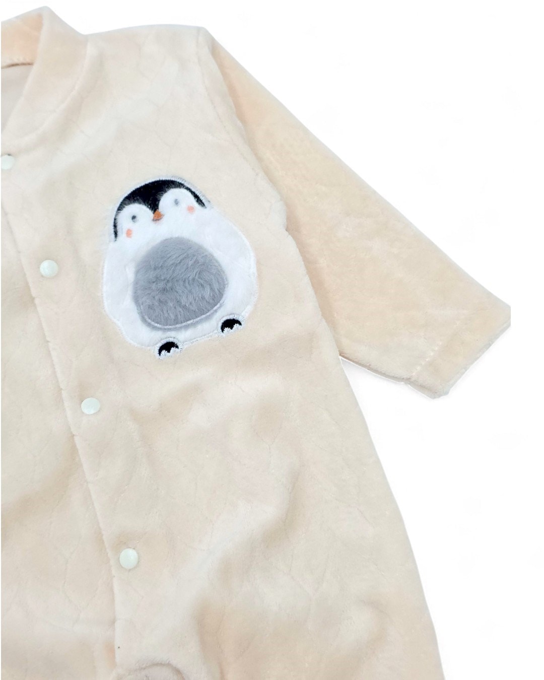 Bebek Kışlık Penguen Desenli %100 Pamuklu 0-1-3-6 Ay Kadife Çıtçıtlı Tulum R2163
