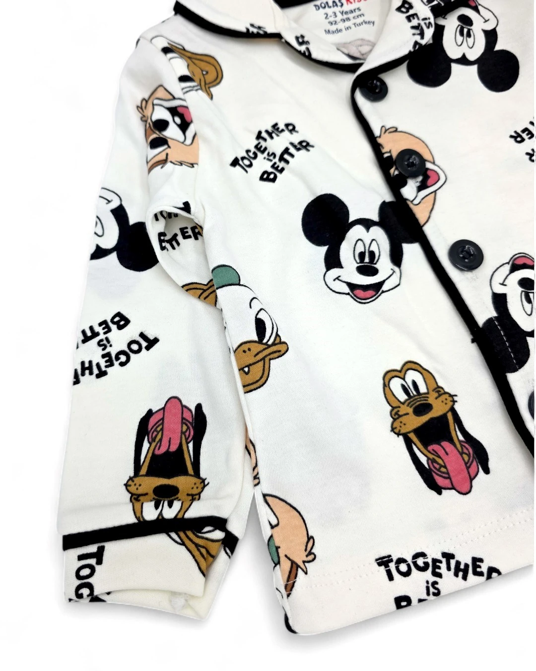 Erkek Çocuk Karışık Çizgi Film Karakteri Baskılı Kruvaze Yakalı Mevsimlik Gecelik Pijama Takımı R2178