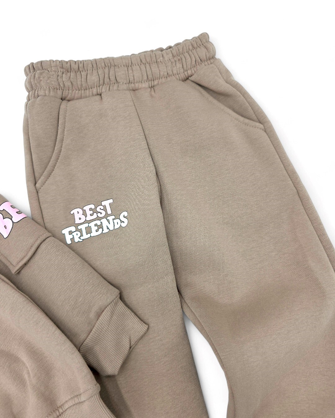 Kız Çocuk Kışlık 2-3-4-5-6 Yaş 3 İp Şardonlu Baskılı Cep Detaylı Eşofman Takımı  R2290