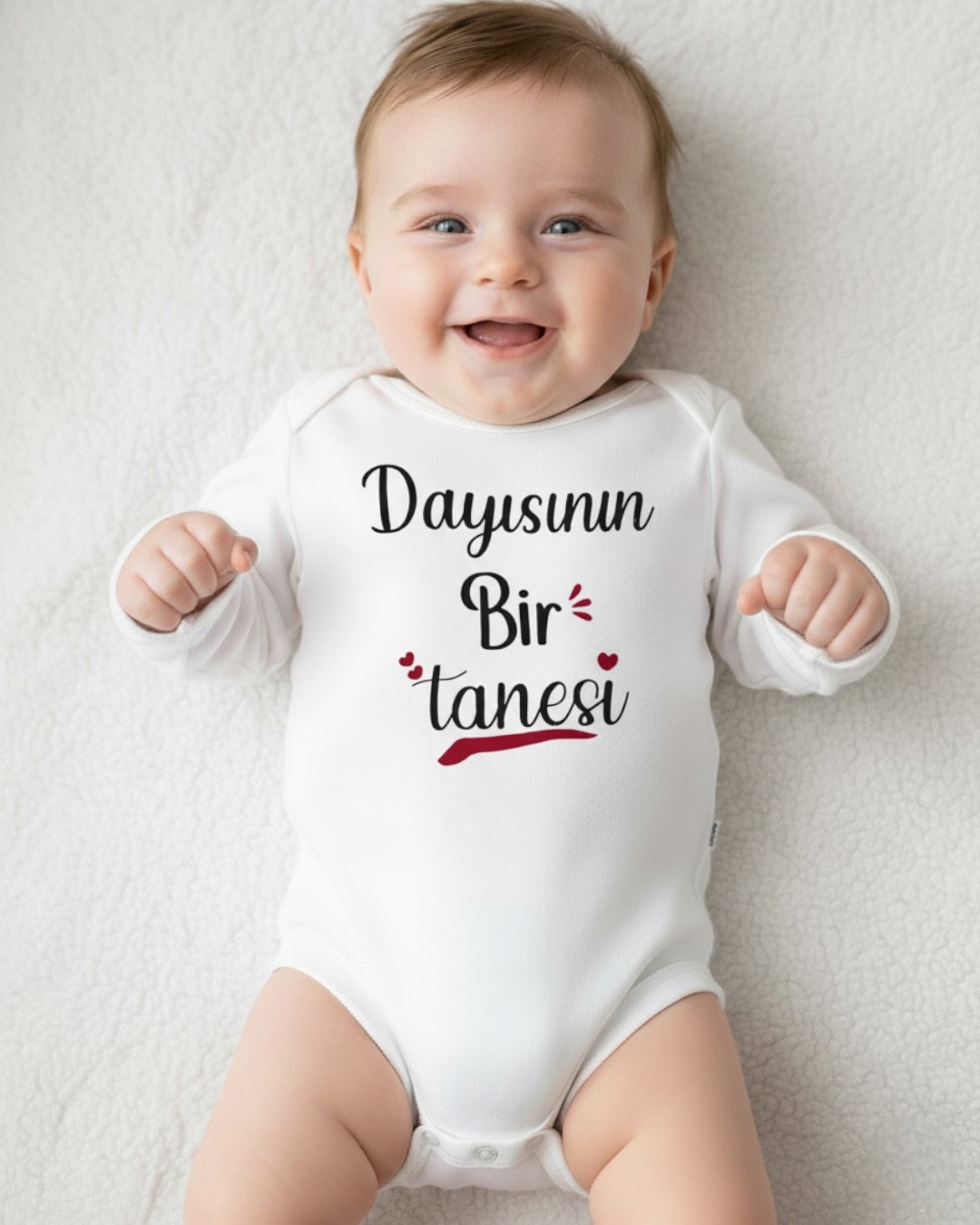 ".... Bir Tanesi" Baskılı Uzun Kollu, %100 Pamuklu Bebek Çıtçıtlı Body / Zıbın / Atlet R2271 - DAYI