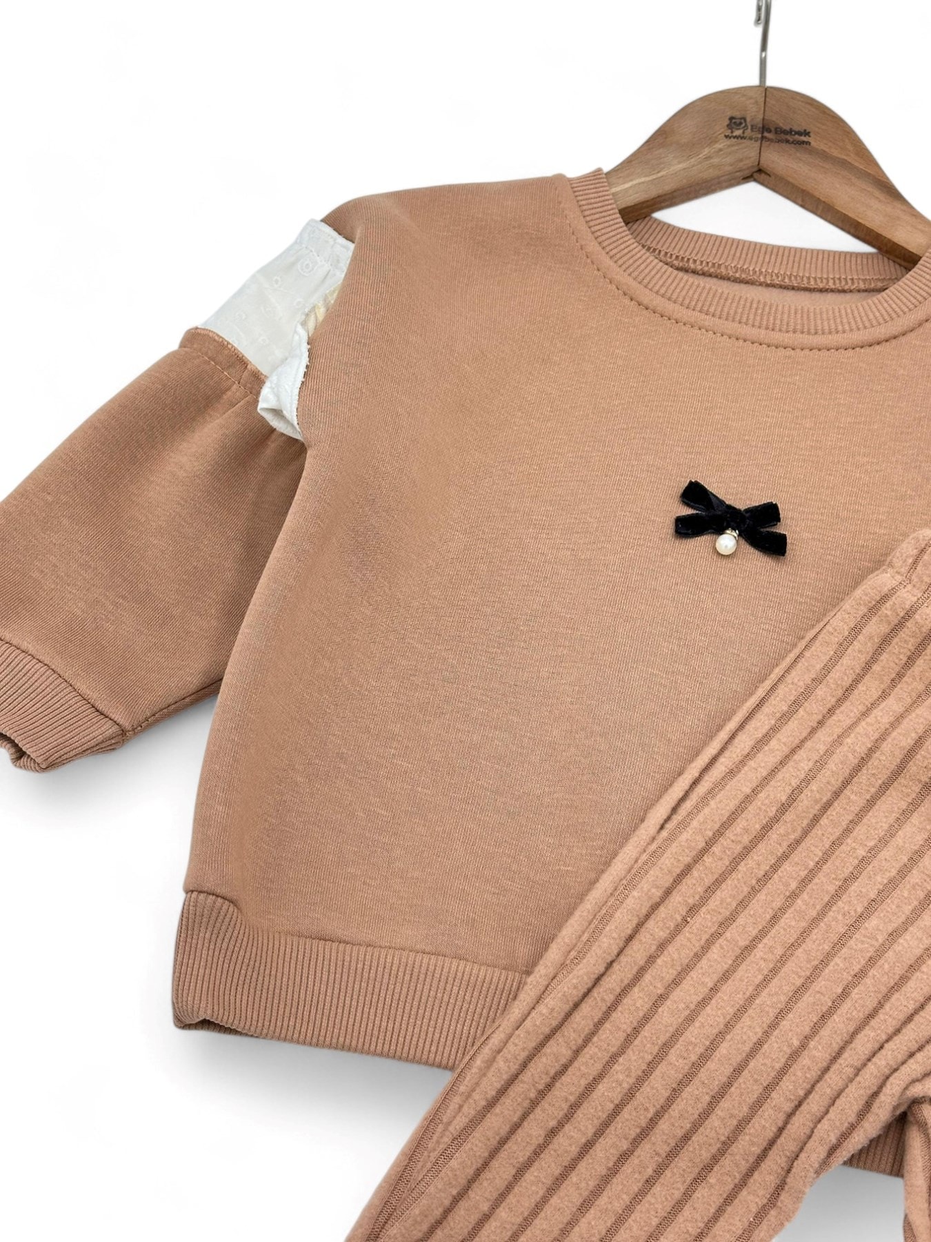 Kız Çocuk 2-3-4-5-6 Yaş Kışlık 3 İp Şardonlu Polarlı Kalın Fitilli Taytlı Şık Alt Üst Takım R1460