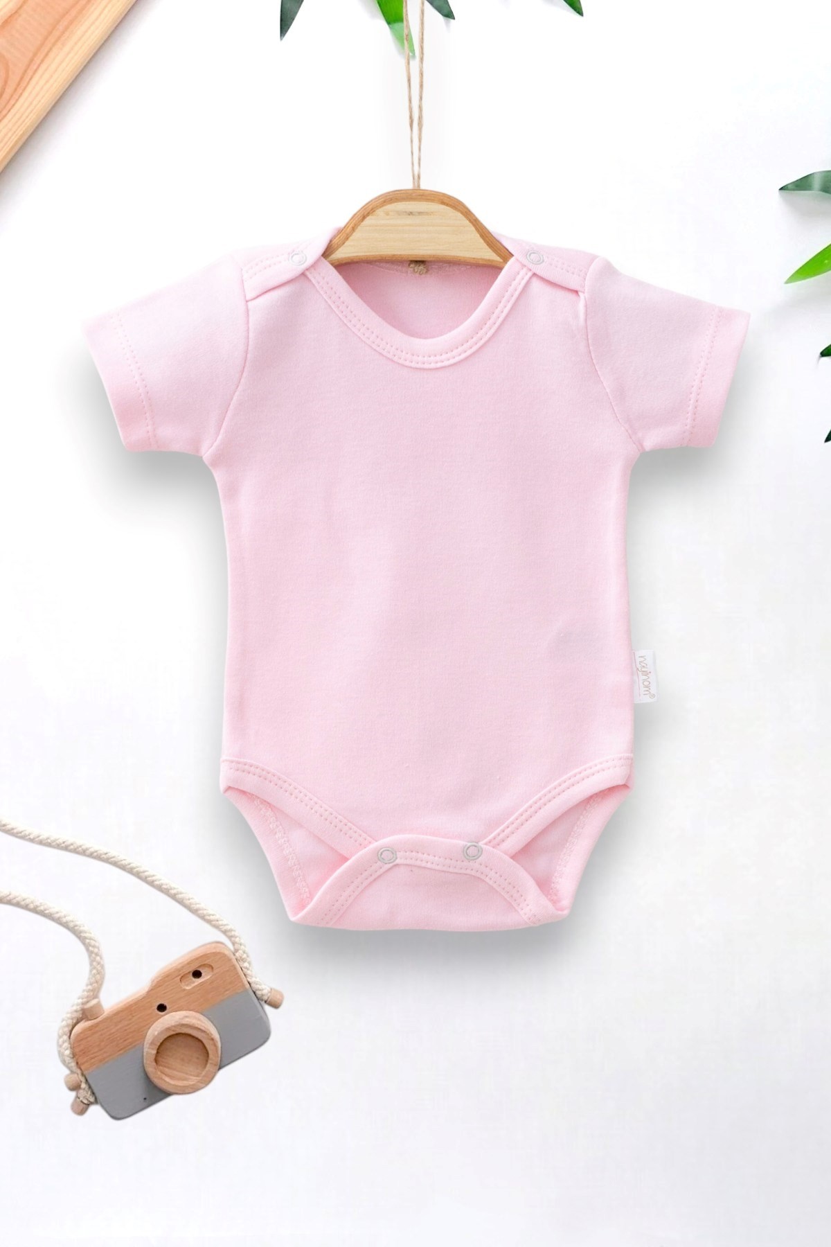 YARIM KOLLU DÜZ BASKISIZ BEBEK ÇITÇITLI BODY, ZIBIN, ATLET 0-3 YAŞ R1051 - PEMBE