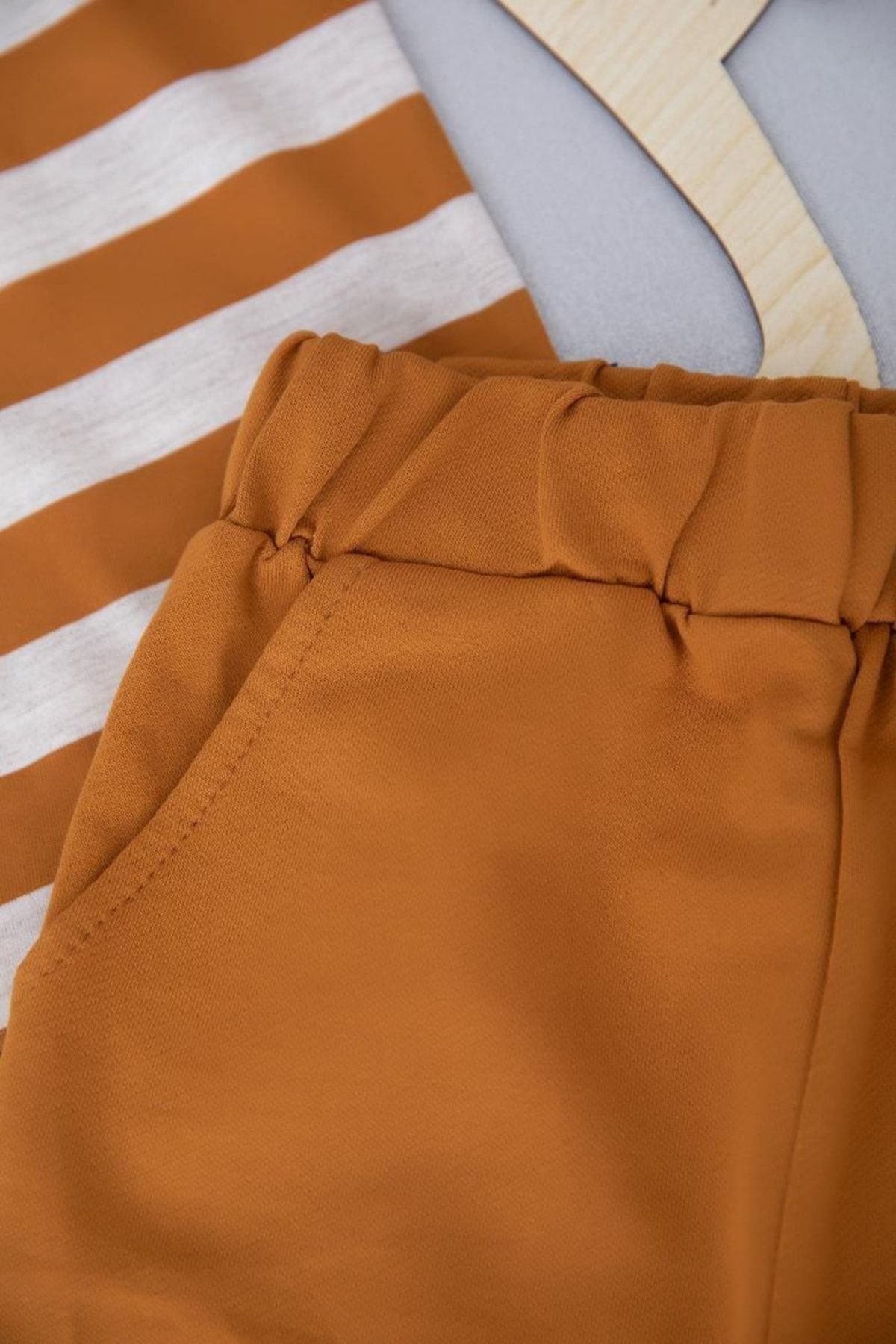 Erkek Çocuk Günlük Çizgili Polo Yakalı Şık T-shirt Ve Şort Alt Üst Takımı R499