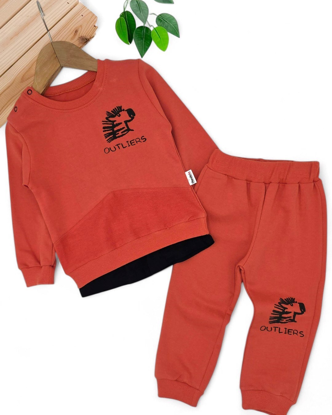 Erkek Bebek Zebra Baskıı, Manşet Detaylı 6-9-12-18 Ay %100 Pamuklu, 2 İplik Erkek Bebek Takımı  R1076