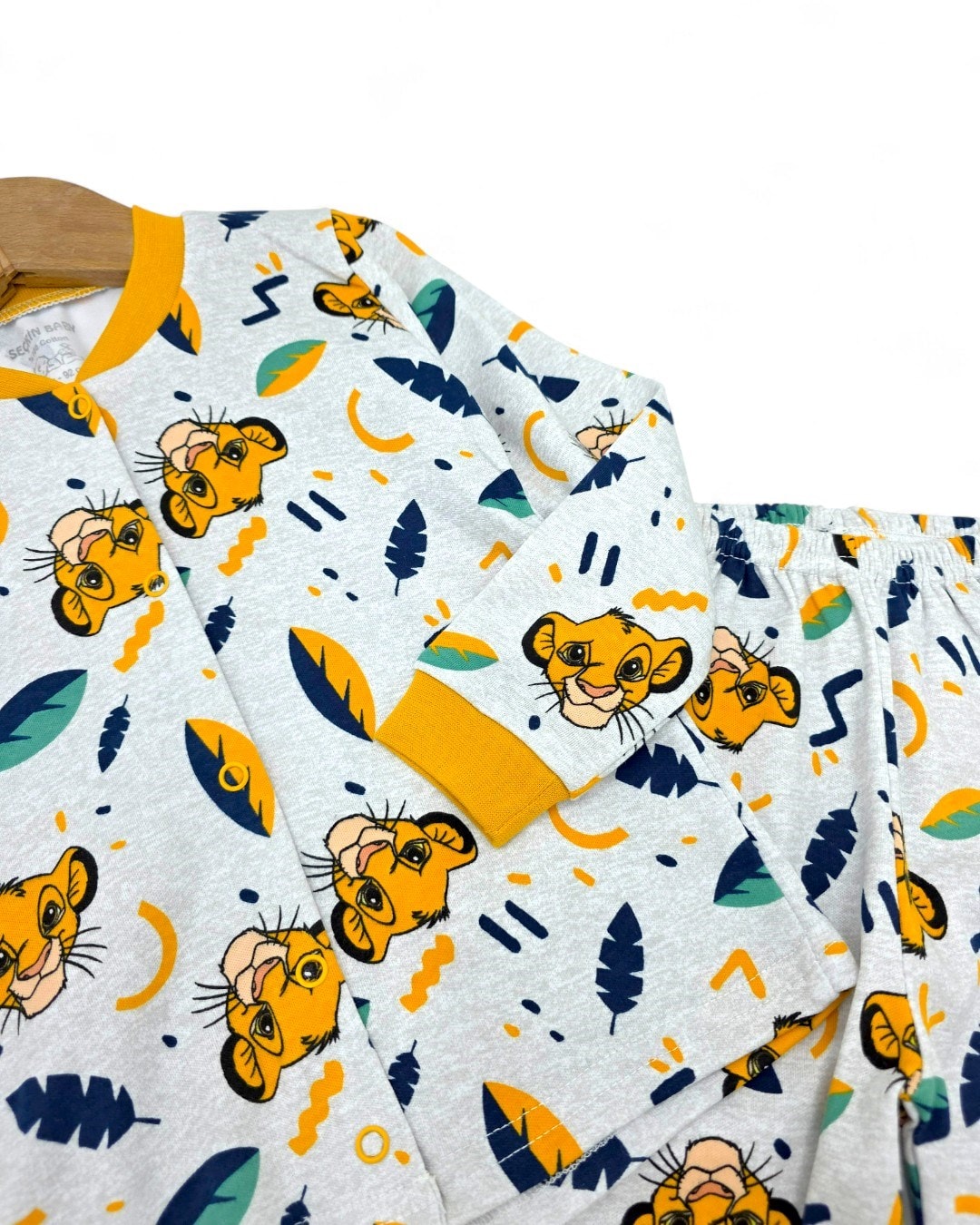Erkek Bebek Aslan Kral Baskılı Mevsimlik %100 Pamuklu Çıtçıtlı Gecelik Pijama Takımı R2252
