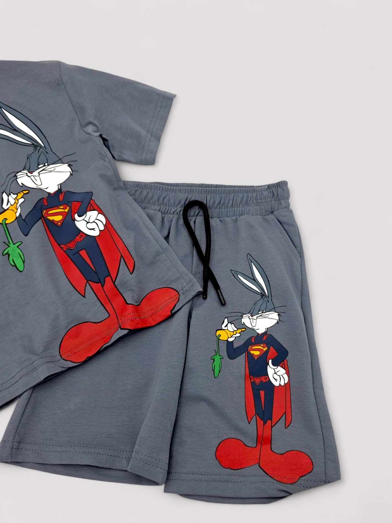 ERKEK ÇOCUK BUGS BUNNY BASKKILI ŞORTLU OVERSİZE YAZLIK ALT ÜST TAKIM OT87