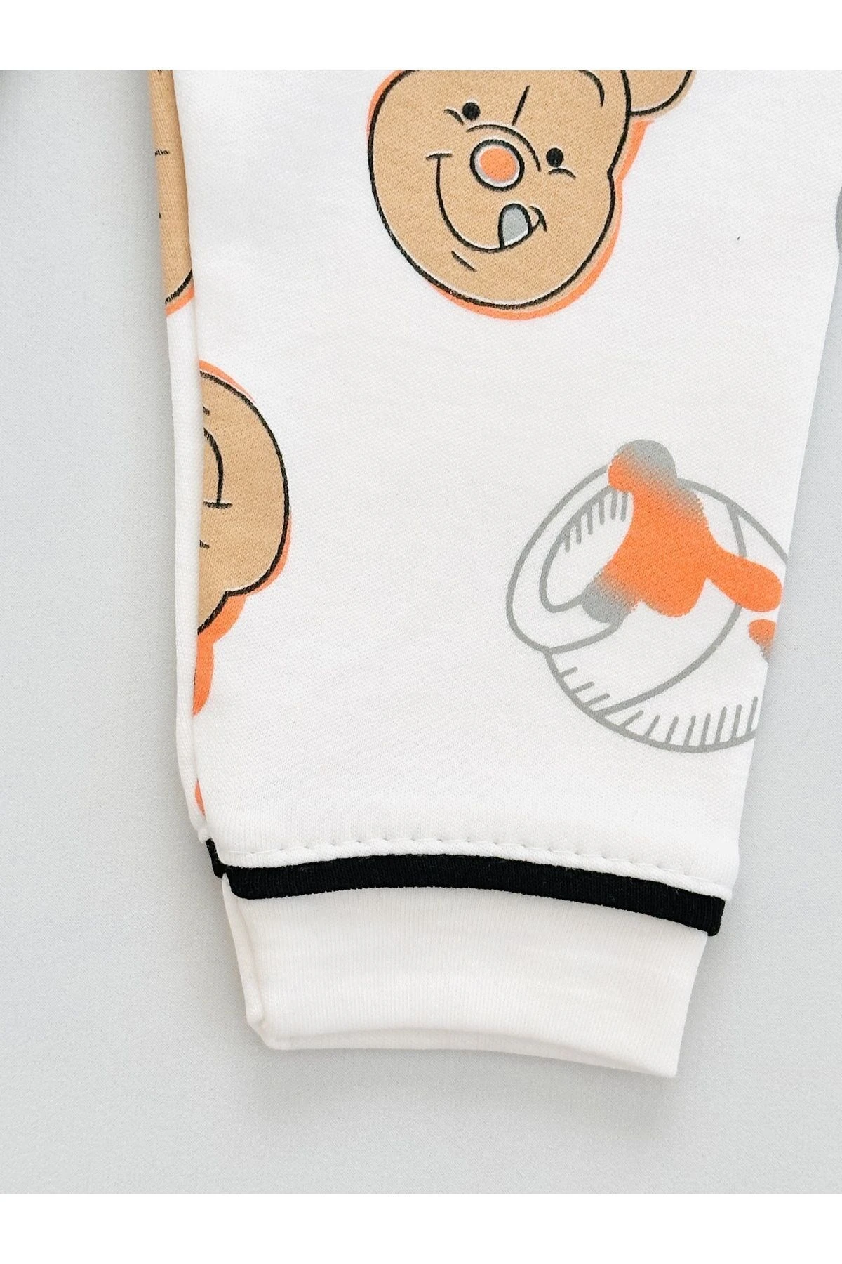 Kız ve Erkek Bebek Pooh Baskılı %100 Pamuklu Alt Üst Gecelik Takımı, 6-9-12-18-24 Ay Pijama Takımı R327