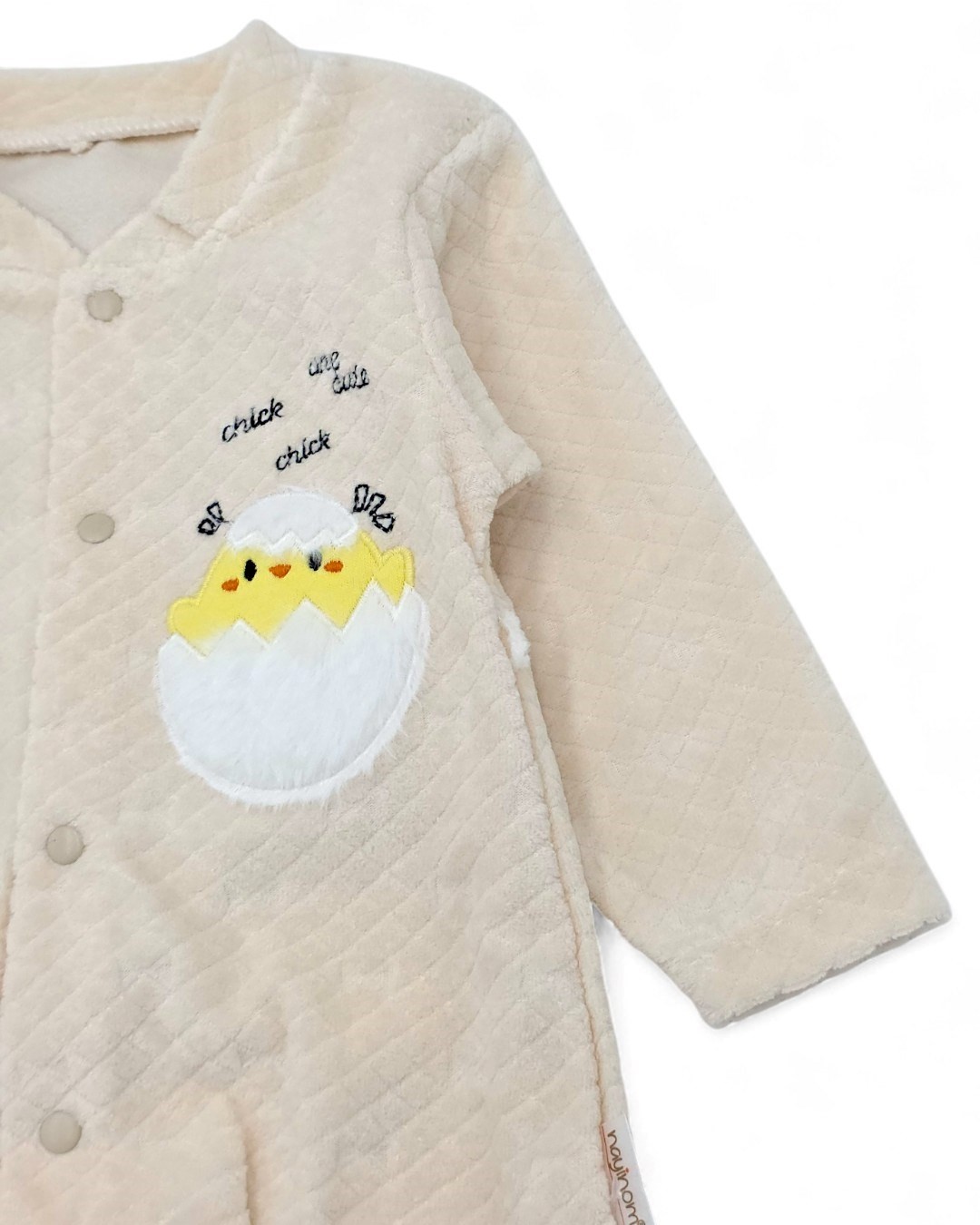 Bebek Kışlık Civciv Desenli %100 Pamuklu 0-1-3-6 Ay Kadife Çıtçıtlı Tulum R2162