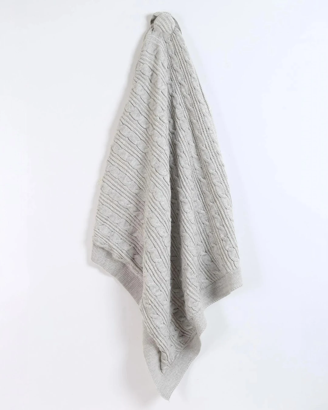 80x95 Cm İçi Peluş Dışı Trİko Örgü Bebek Battaniyesi R2353 - GRİ