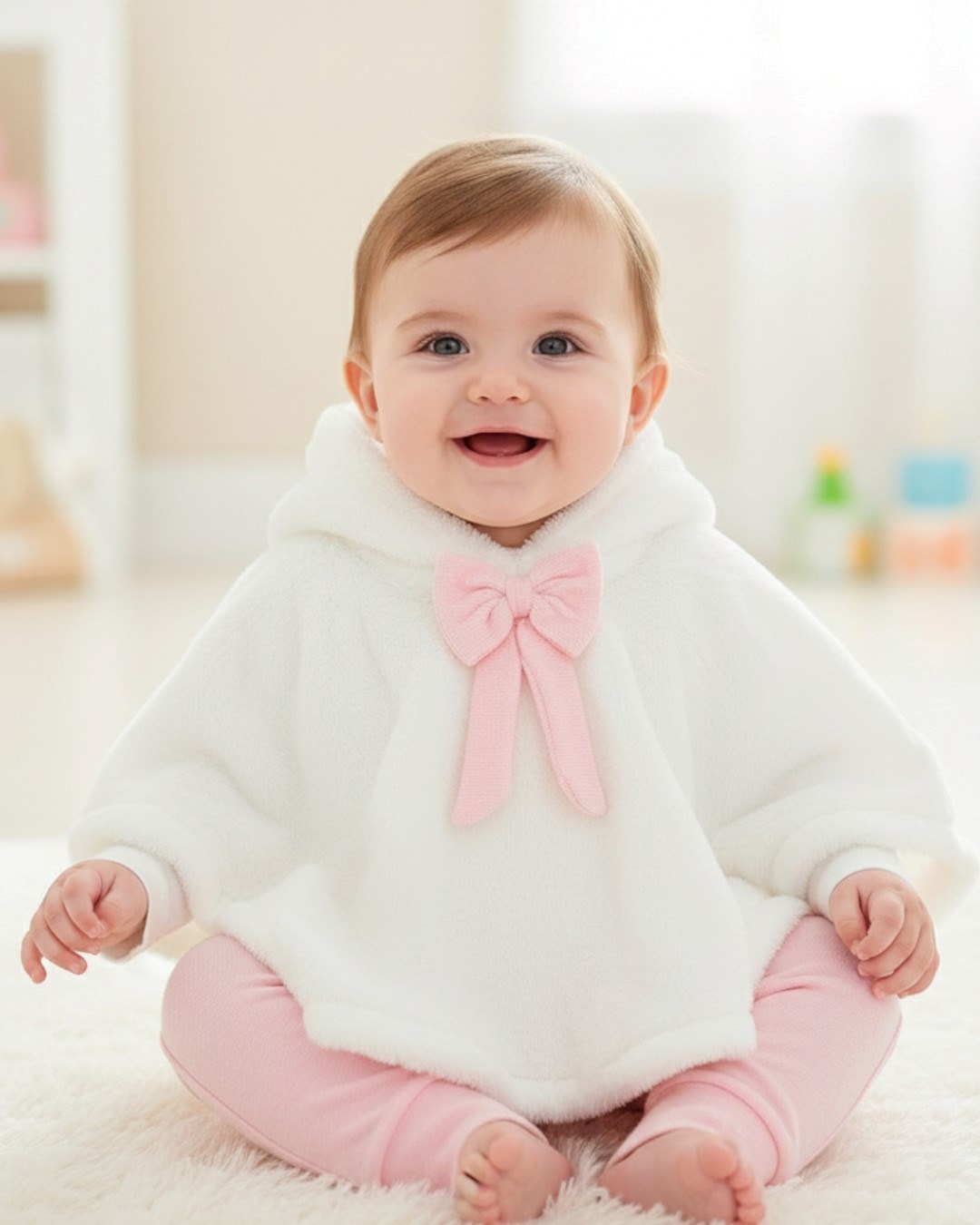 KIZ BEBEK PELUŞ BOLEROLU 3-6 / 6-9 AY 3'lü ŞIK TAKIM,  PELERİNLİ TAKIM R2012