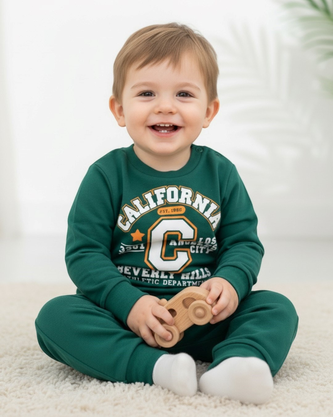 Erkek Bebek California Baskılı, Mevsimlik İnce Yumuşacık Günlük 3-6-9-12-18-24 Ay Takım R1146