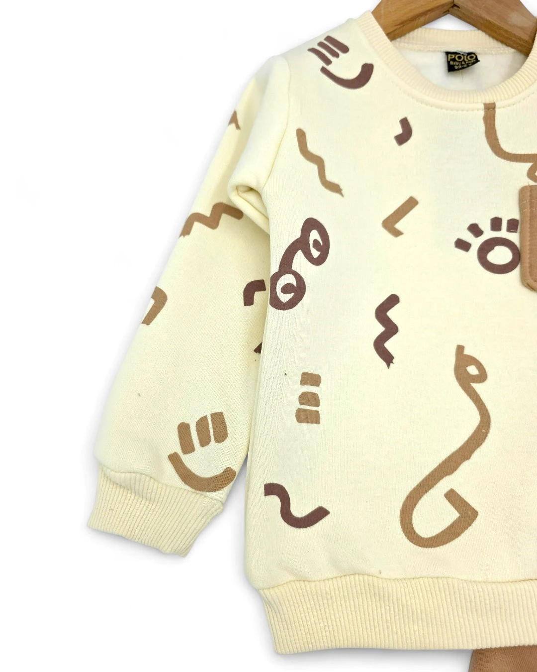 Erkek Bebek  6-9-12-18-24 Ay Kışlık 3 İP Şardonlu Baskılı Alt Üst Şık Eşofman Takımı R2275