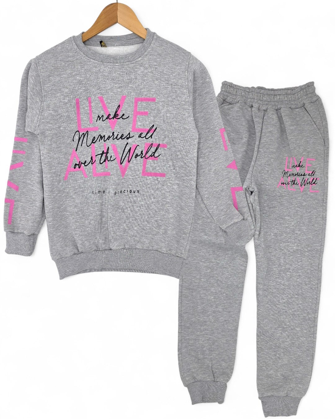Erkek Çocuk 10-11-12-13-14 Yaş Kışlık 3 İp Şardonlu Baskılı Eşofman Takımı / Sweatshirt ve Alt R2280