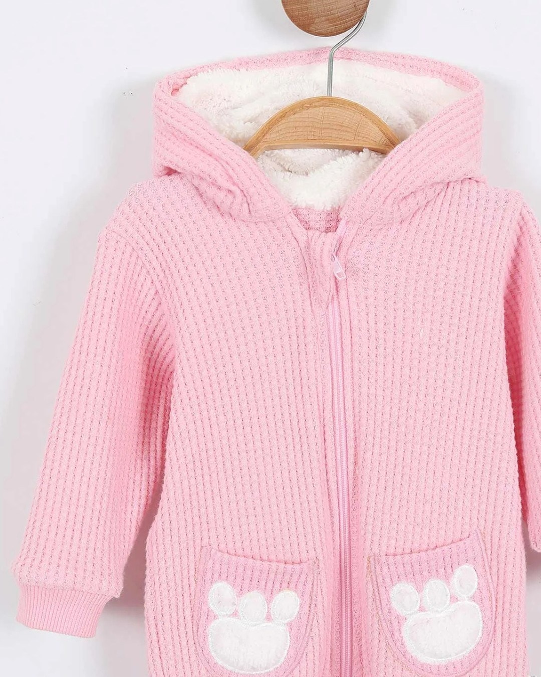 Kız Bebek Sydney Kumaş Kulak Detaylı Orta Kalınlıkta Fermuarlı Kışlık Tulum 6-9-12-18 Ay R1325