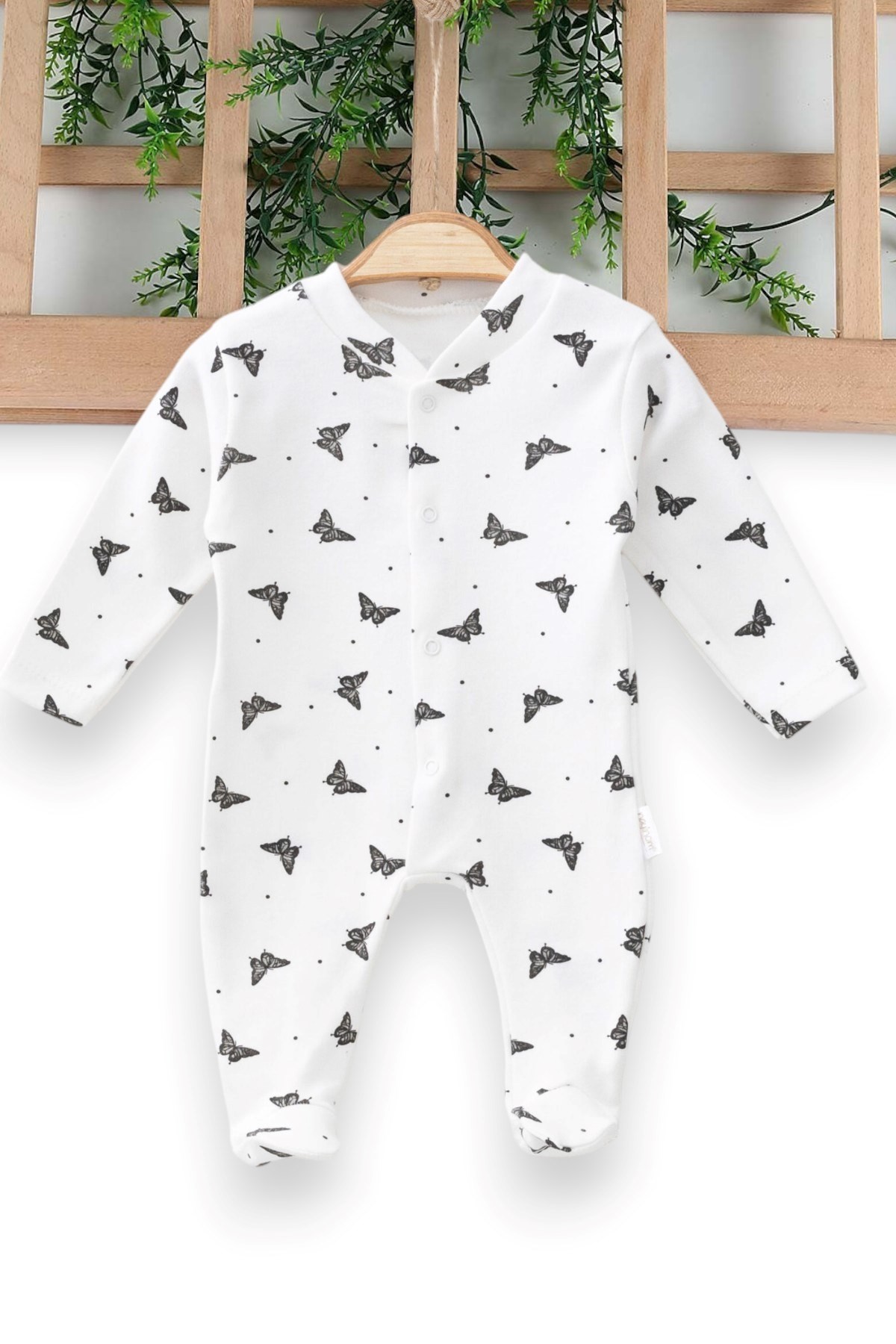 KIZ BEBEK MEVSİMLİK KELEBEK BASKILI PATİKLİ YENİ DOĞAN TULUM R950 - 3-6 AY