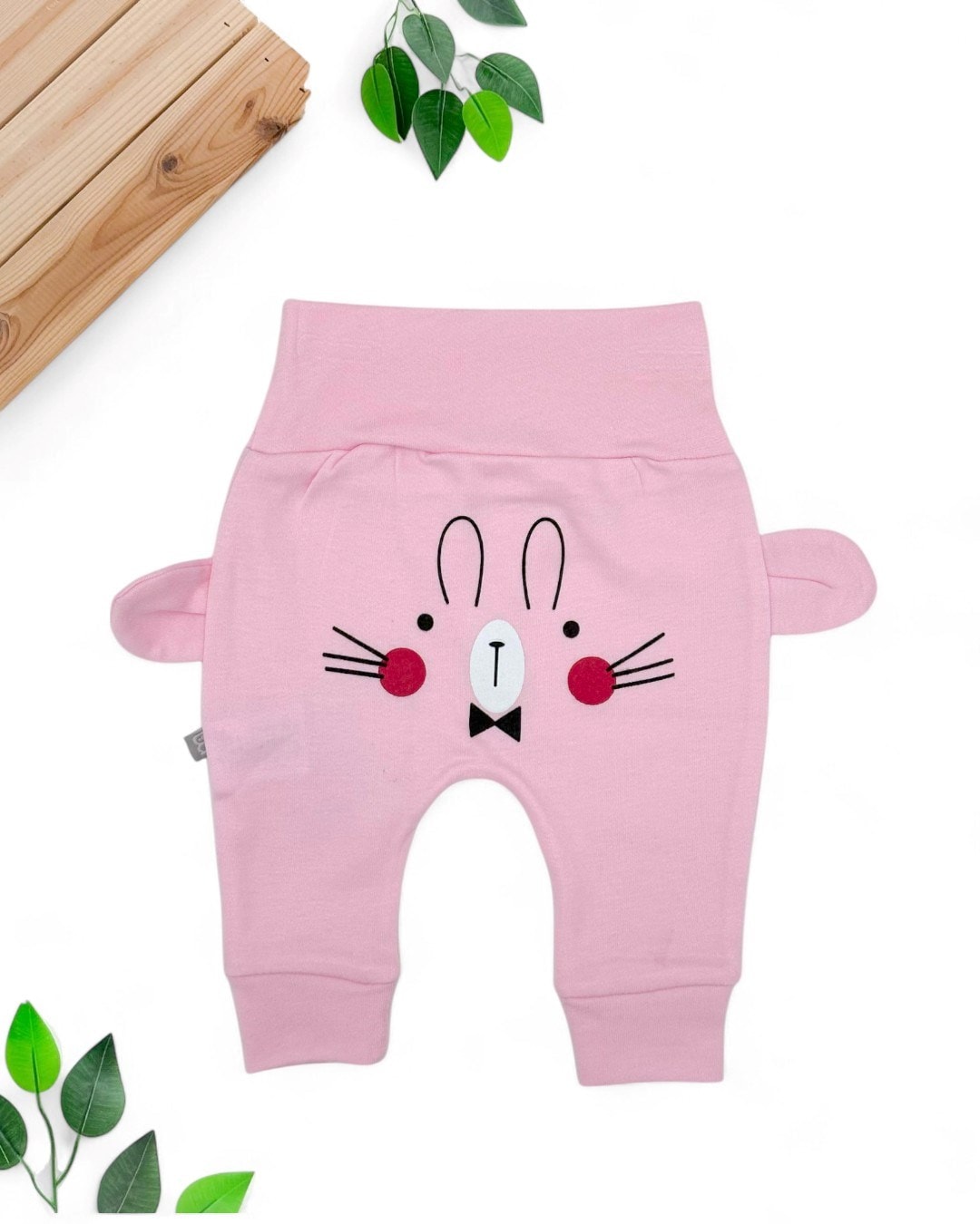 KIZ BEBEK YENİ DOĞAN POPOSU BASKILI MEVSİMLİK İNTERLOK 0-3-6-9-12 AY TEK ALT PİJAMA  TA26 - PEMBE