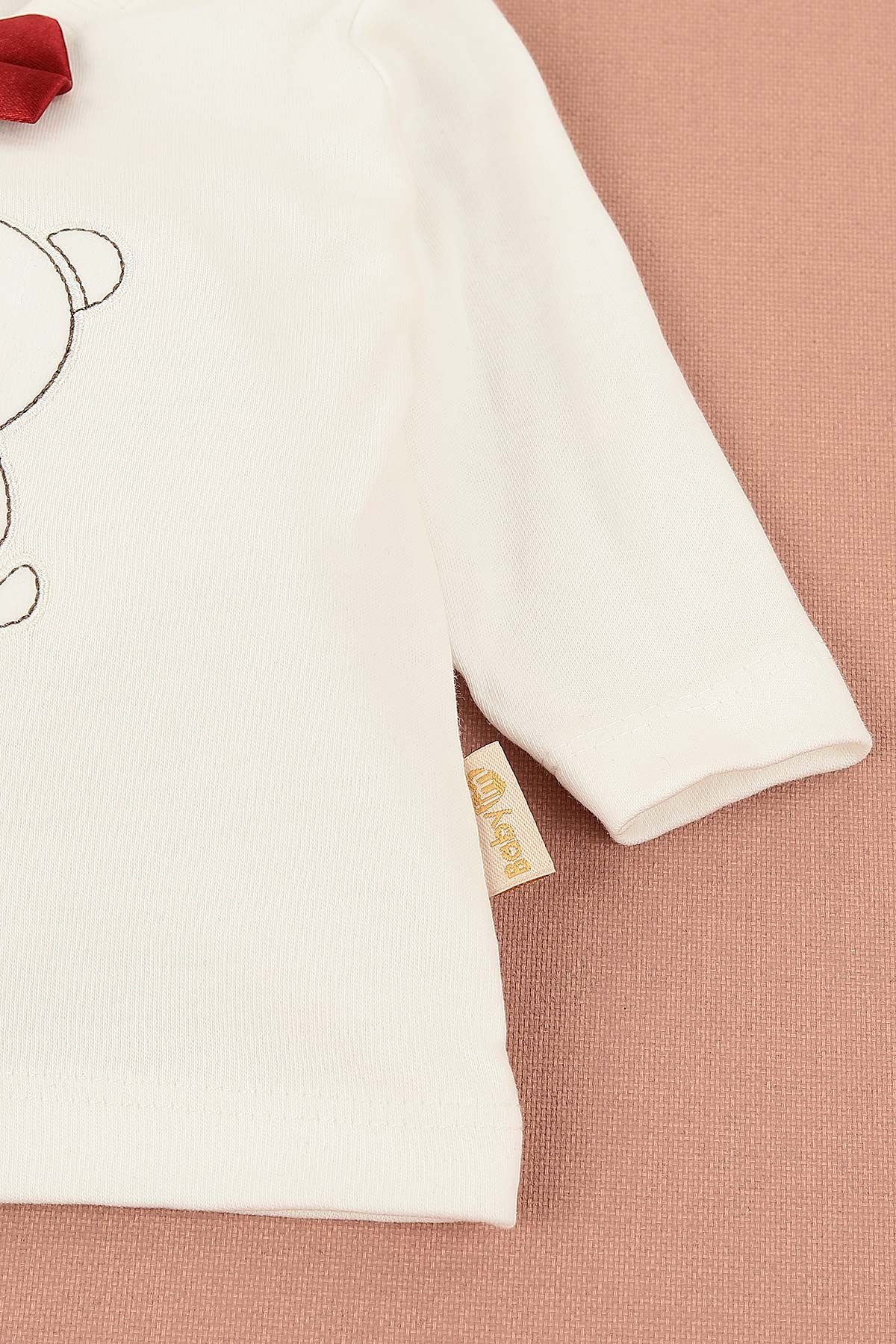 Erkek Yenidoğan  Bebek Papyonlu Yılbaşı Yumuşak Kumaş Alt 3 Parça Üst Takım 0-3 / 3-6 Ay Bayramlık R333