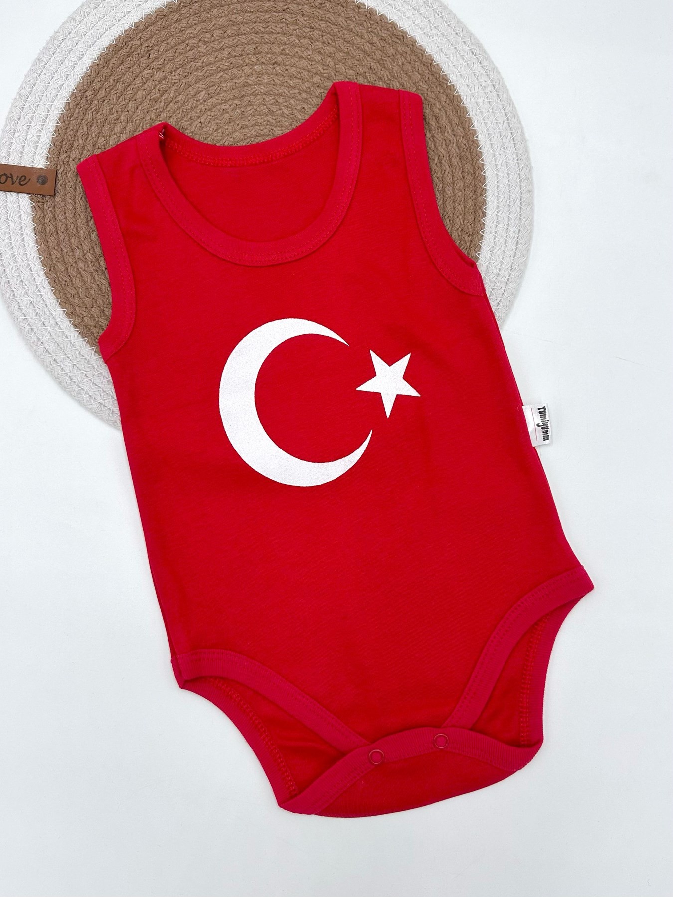 AYYILDIZ BASKILI 1-2-3-4 YAŞ SIFIR KOL ÇITÇITLI BODY - KIRMIZI