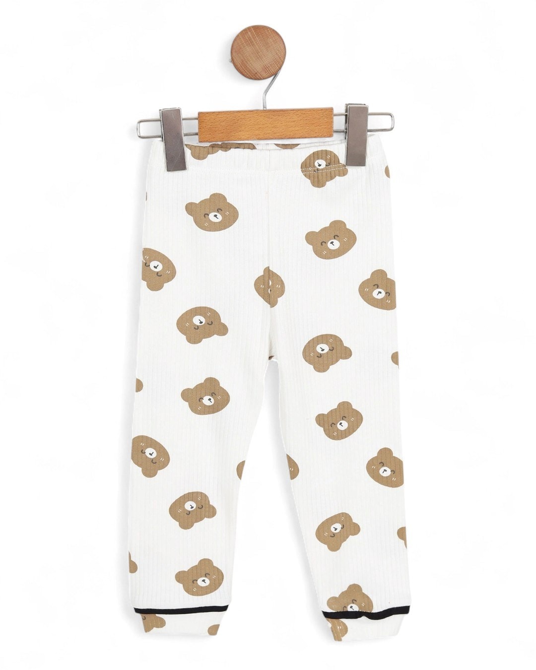 Erkek 0-6 Yaş Ayıcık Baskılı, Kruvaze Yakalı Mevsimlik Düğmeli Gecelik Pijjama Takımı R2183