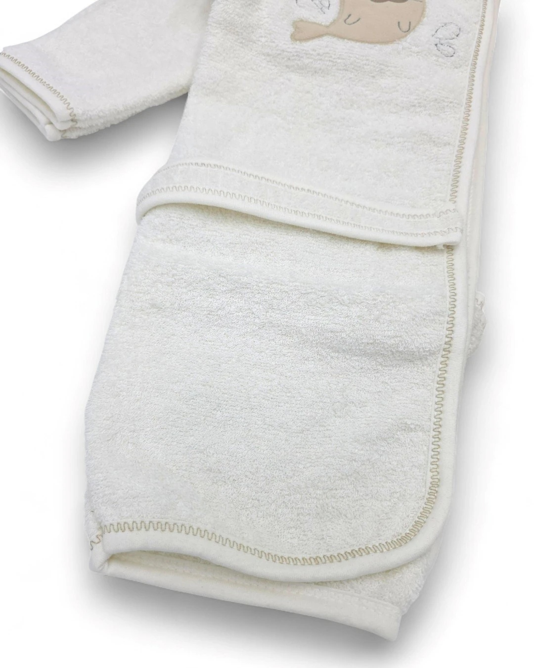 Kız Bebek Kedi Detaylı Lüks Bornoz Takımı Havlu Seti Pamuk Kumaş  BN4