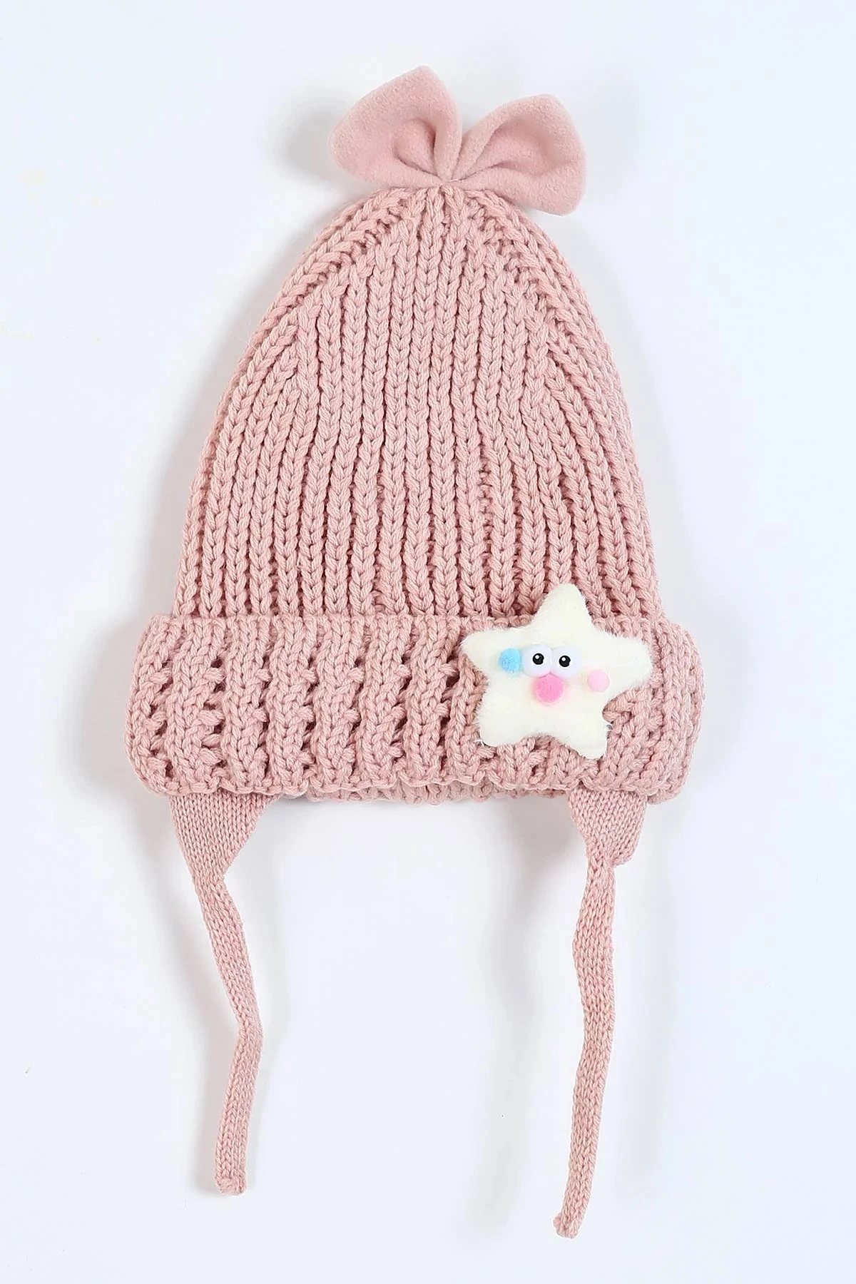 Kız Çocuk 1-4 Yaş İçi Polarlı Triko Bebek Beresi  BR29 - GÜL KURUSU