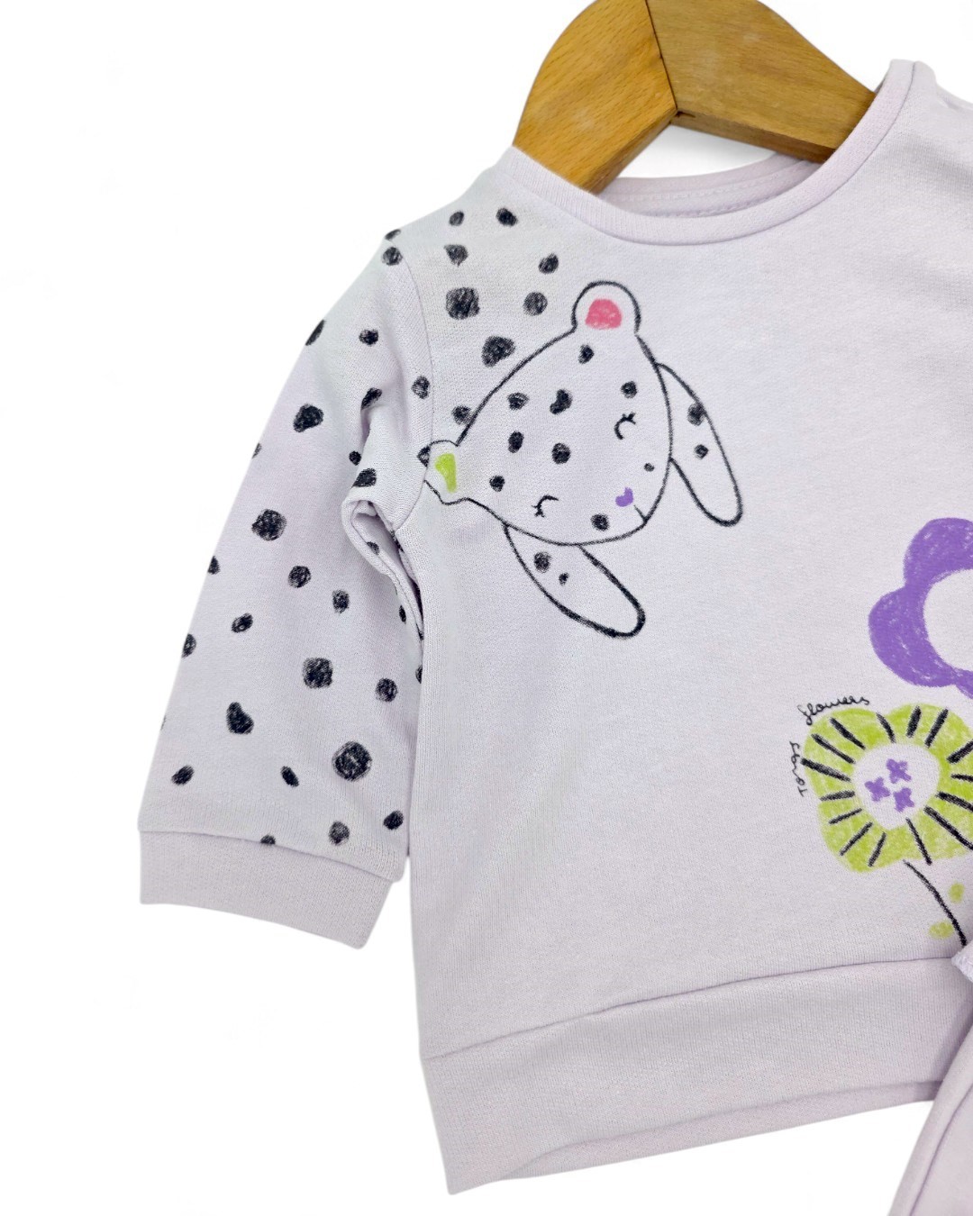 Kız Bebek ,Kedi ve Çiçek Baskılı, Mevsimlik 6-36 Ay Arası Şık Bebek Takımı Premium Kalite R2055