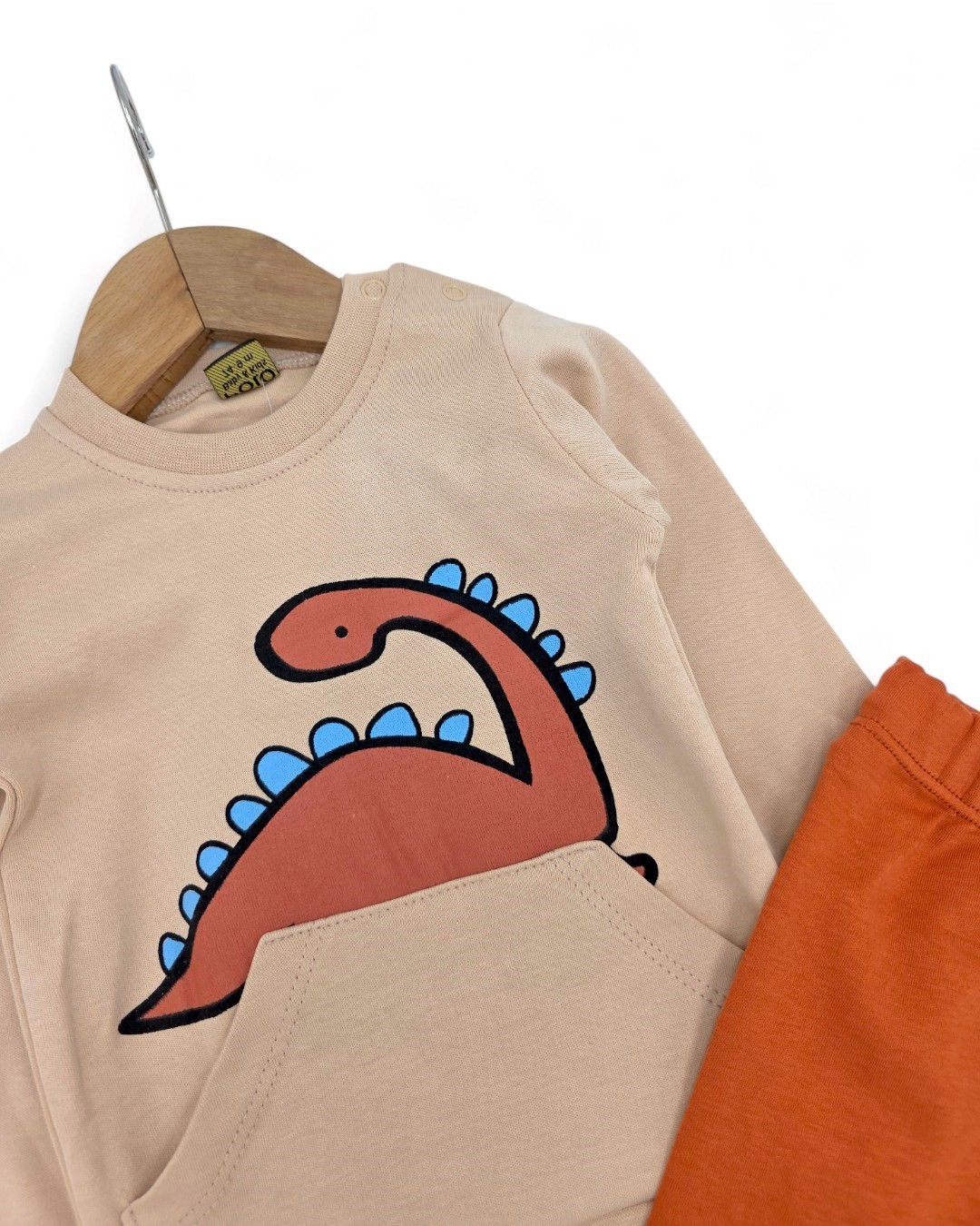 Erkek Bebek Dinozor Baskılı Mevsimlik 6-9-12-18-24 Ay İnce Baskılı Erkek Bebek Takımı R2136
