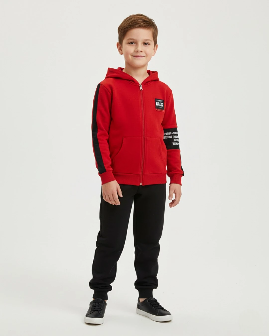 Erkek Çocuk Mevsimlik 2 İplik Fermuarlı Kapüşonlı 9-10-11-12-13 Yaş Alt Üst Eşofman Takımı R2408