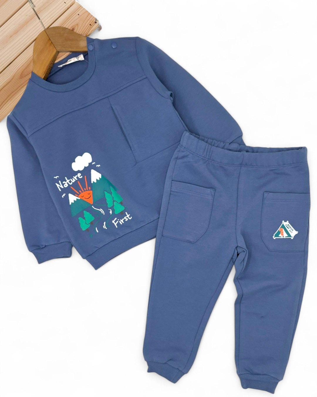 Erkek Bebek 6-9-12-18-24 Ay Baskılı Mevsimlik Alt Üst Takım R2321