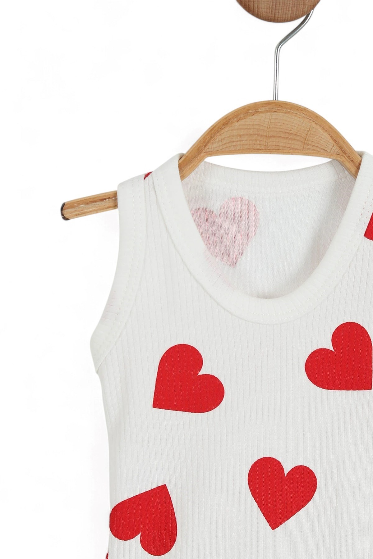 KIZ BEBEK KALP BASKILI FİTİLLİ SIFIR KOL ÇITÇITLI BODY / ATLET / ZIBIN 0-3 YAŞ R1530