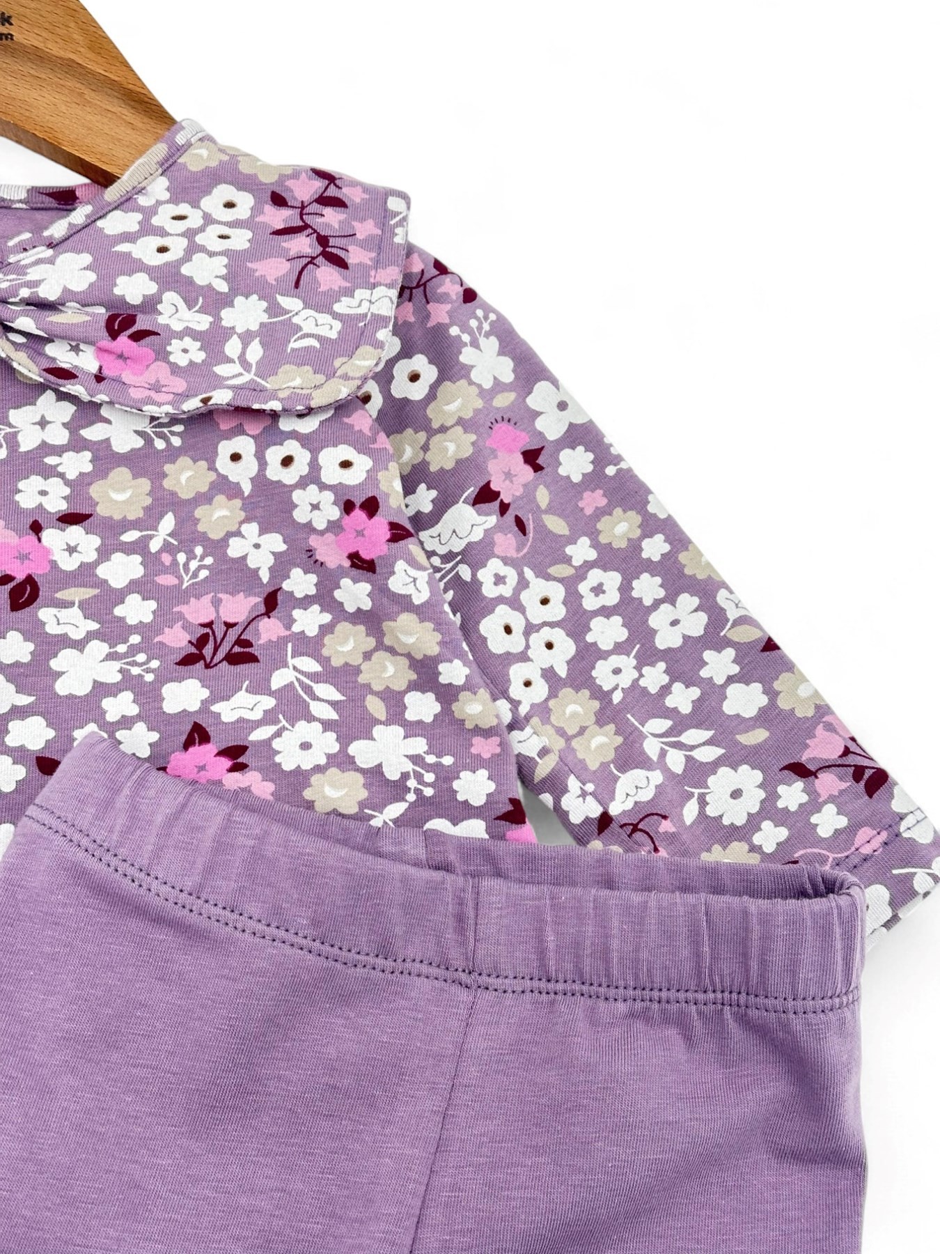 KIZ BEBEK ÇİÇEK BASKILI YAKALI MEVSİMLK ALT ÜST 3-6-9-12-18 AY BEBEK TAKIMI R1496