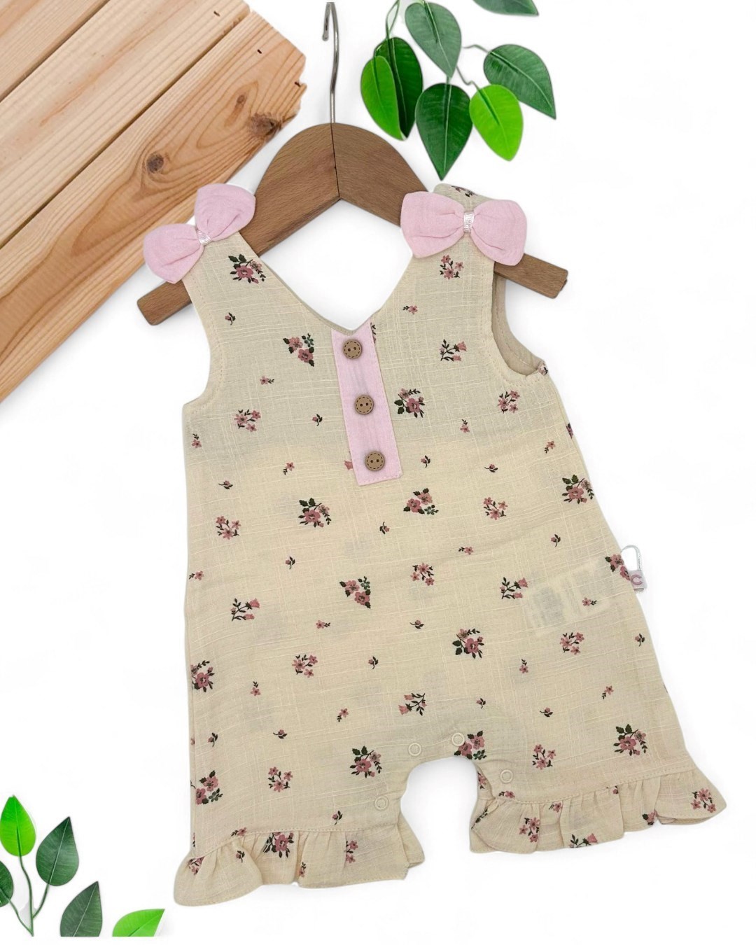 KIZ BEBEK 0-3-6-9-12 AY ASKILI YUMUŞAK KETEN TULUM R1829 - 9 - 12 Ay