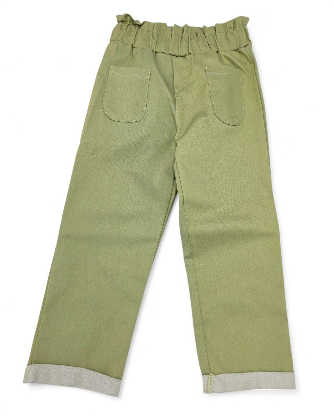 Kız Çocuk 2-3-4-5-6 Yaş Keten Pantalonlu, Fitilli Crop Bluzlu Mevsimlik Alt Üst Takım R981