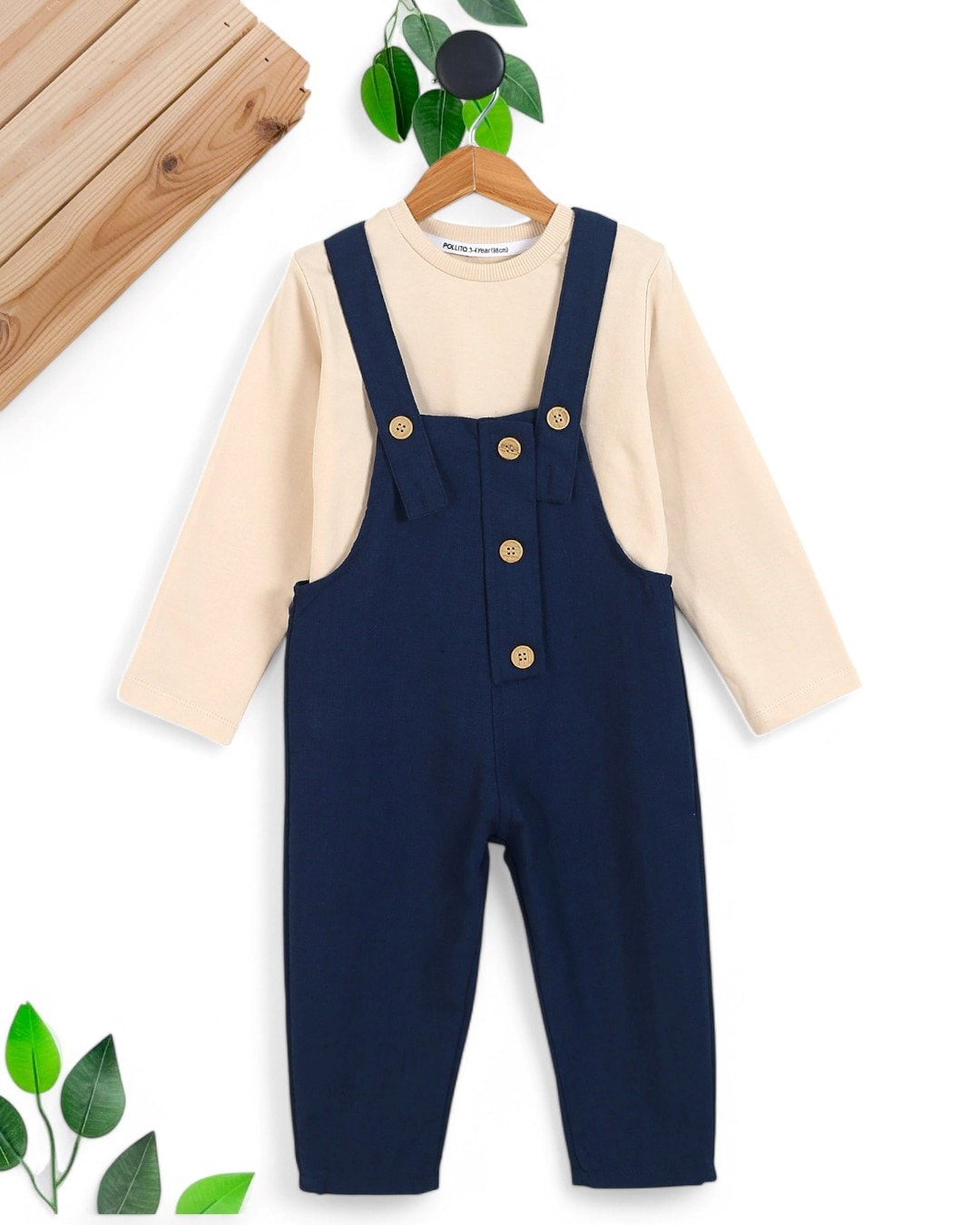 Erkek Çocuk 3-4-5-6-7 Yaş Keten Salopet Tulum Ve İç Badi R1615