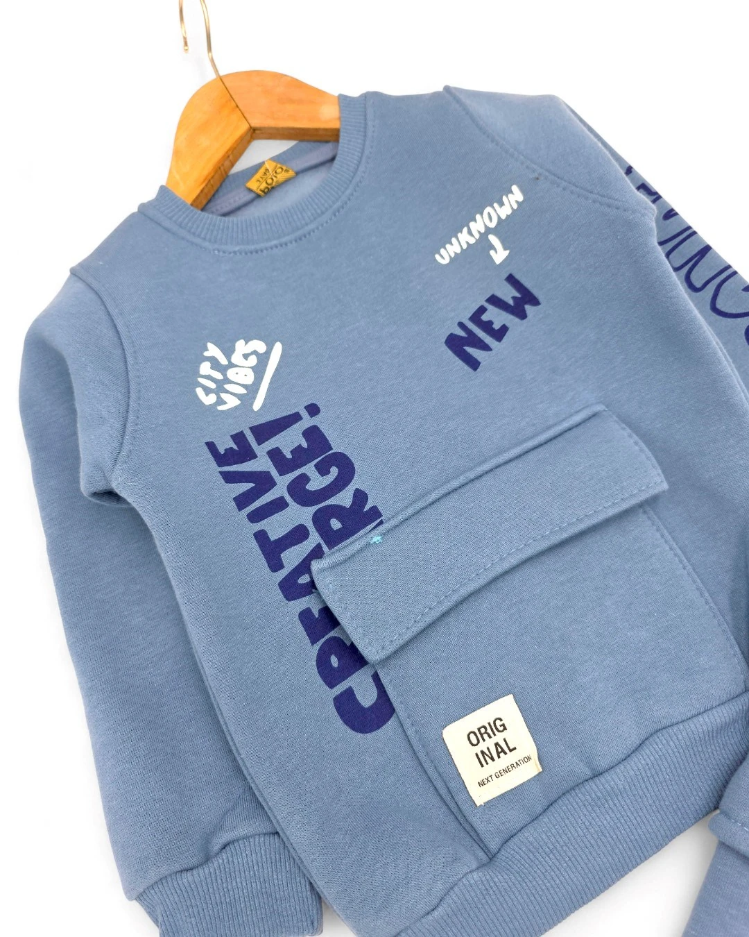 Erkek Çocuk Kışlık 3 İp Şardonlu Cep Detalı 2-10 Yaş Eşofman Takımı R2278