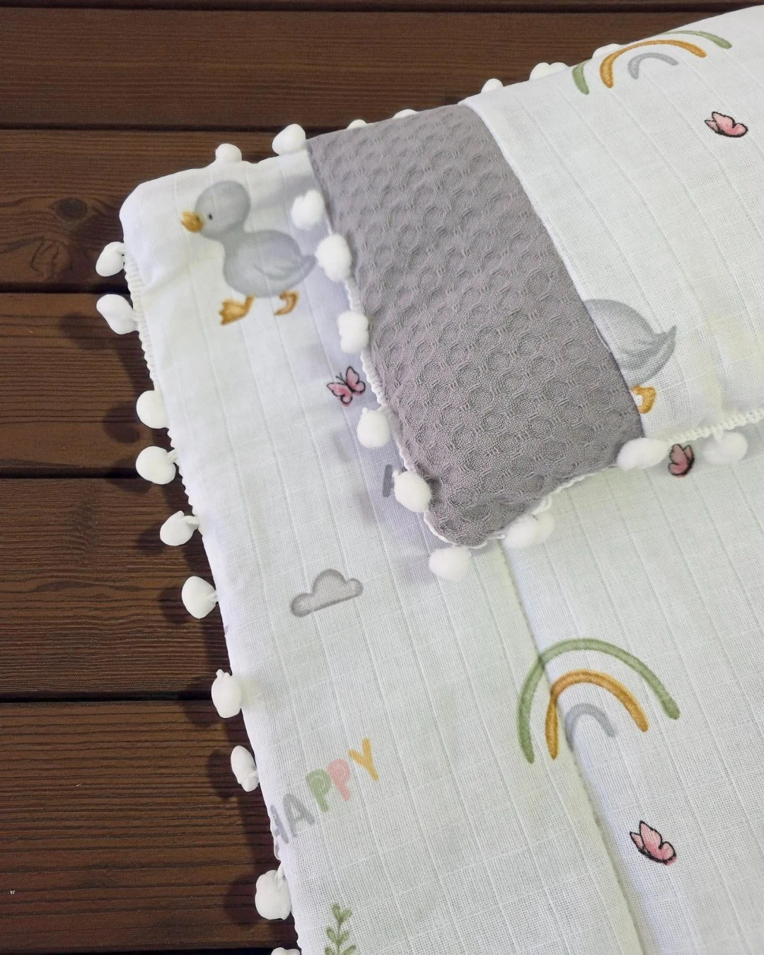 Battaniyeli, Yastıklı 3'lü Alt Açma Minderi Seti, Müslin Desenli Alt Açma R2367