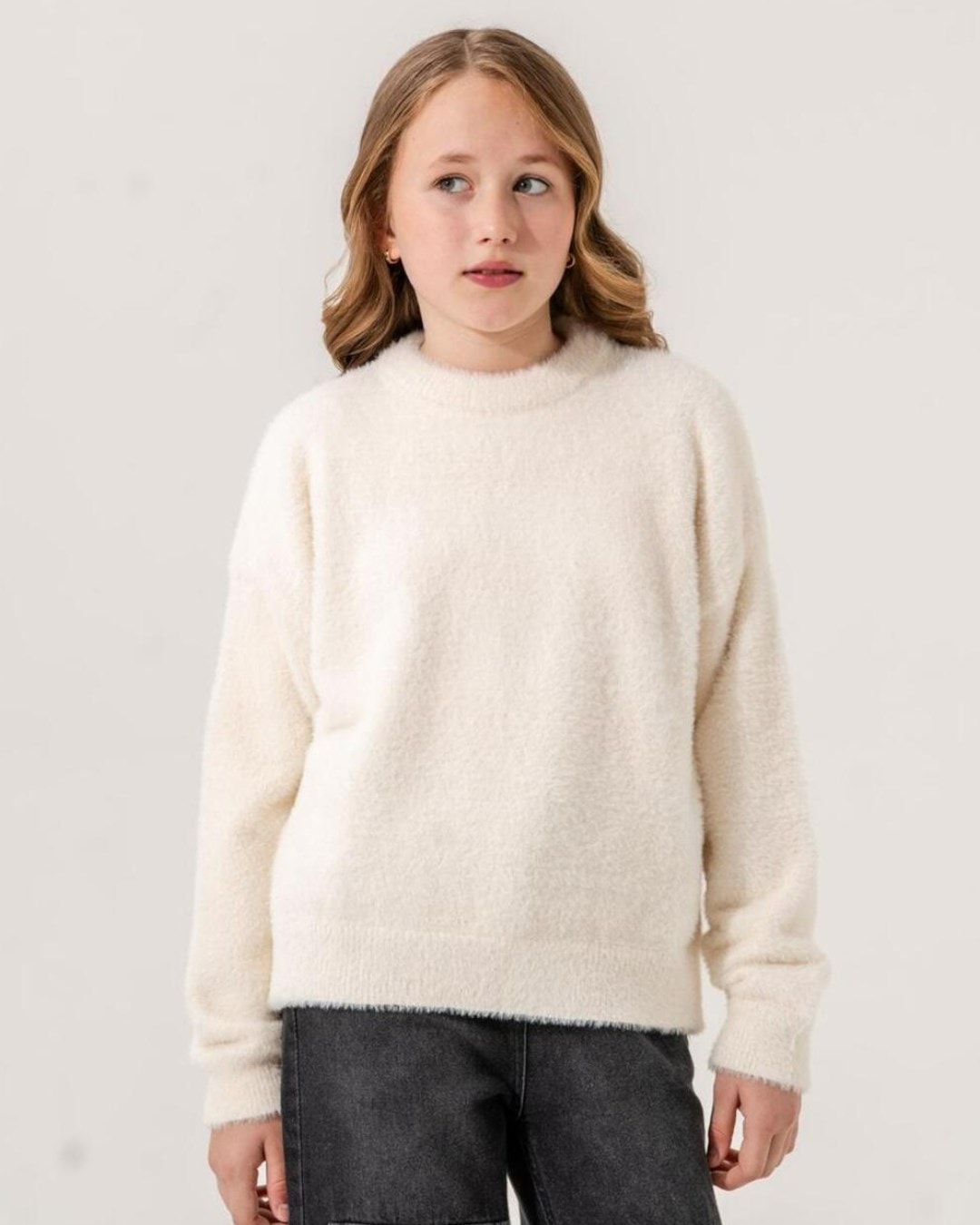 Kız Çocuk Tüylü Triko Kazak, 9-10-11-12-13-14-15 Yaş, Tüylü Yumuşacık KazakR2333