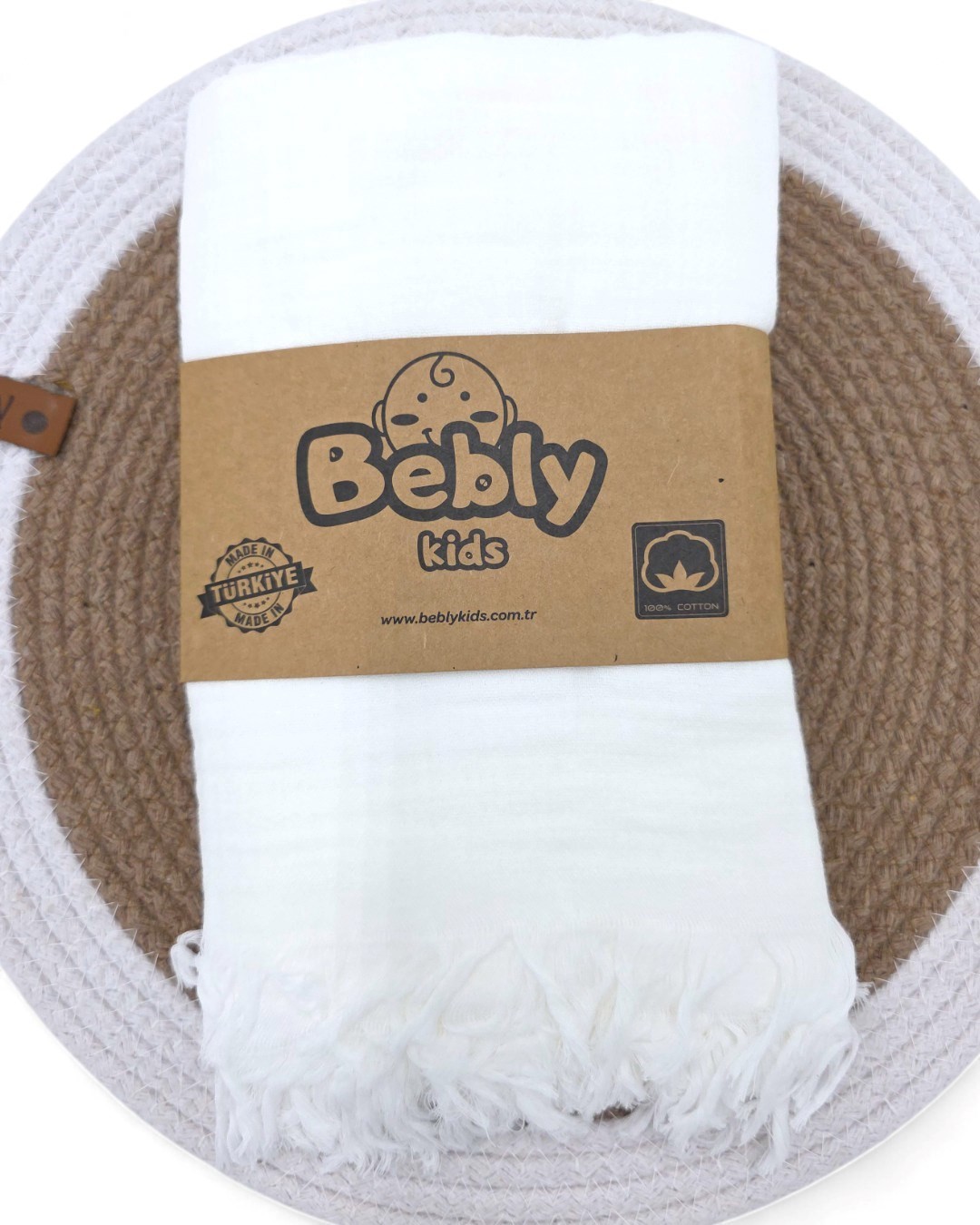 Tek Katlı 110x90 Cm Saçaklı Düz Renk Lüx Müslin Battaniye BB5 - BEYAZ