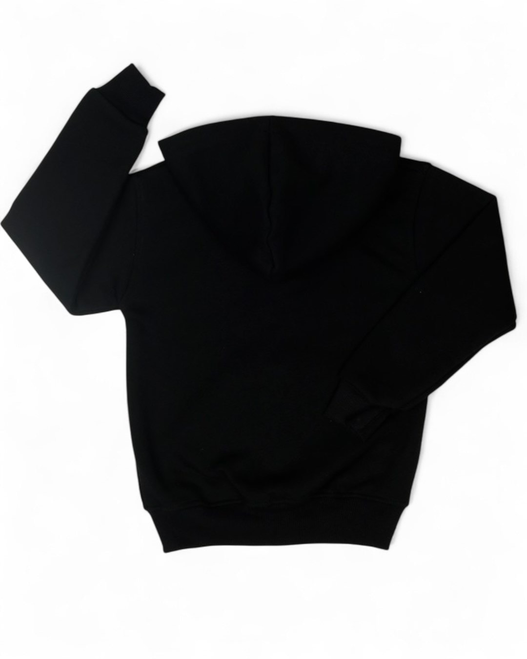 6-16 Yaş Basic Fermuarlı Siyah Kapüşonlu Hırka - Rahat Kışlık Sweatshirt / 3 İp Şardonlu R2216