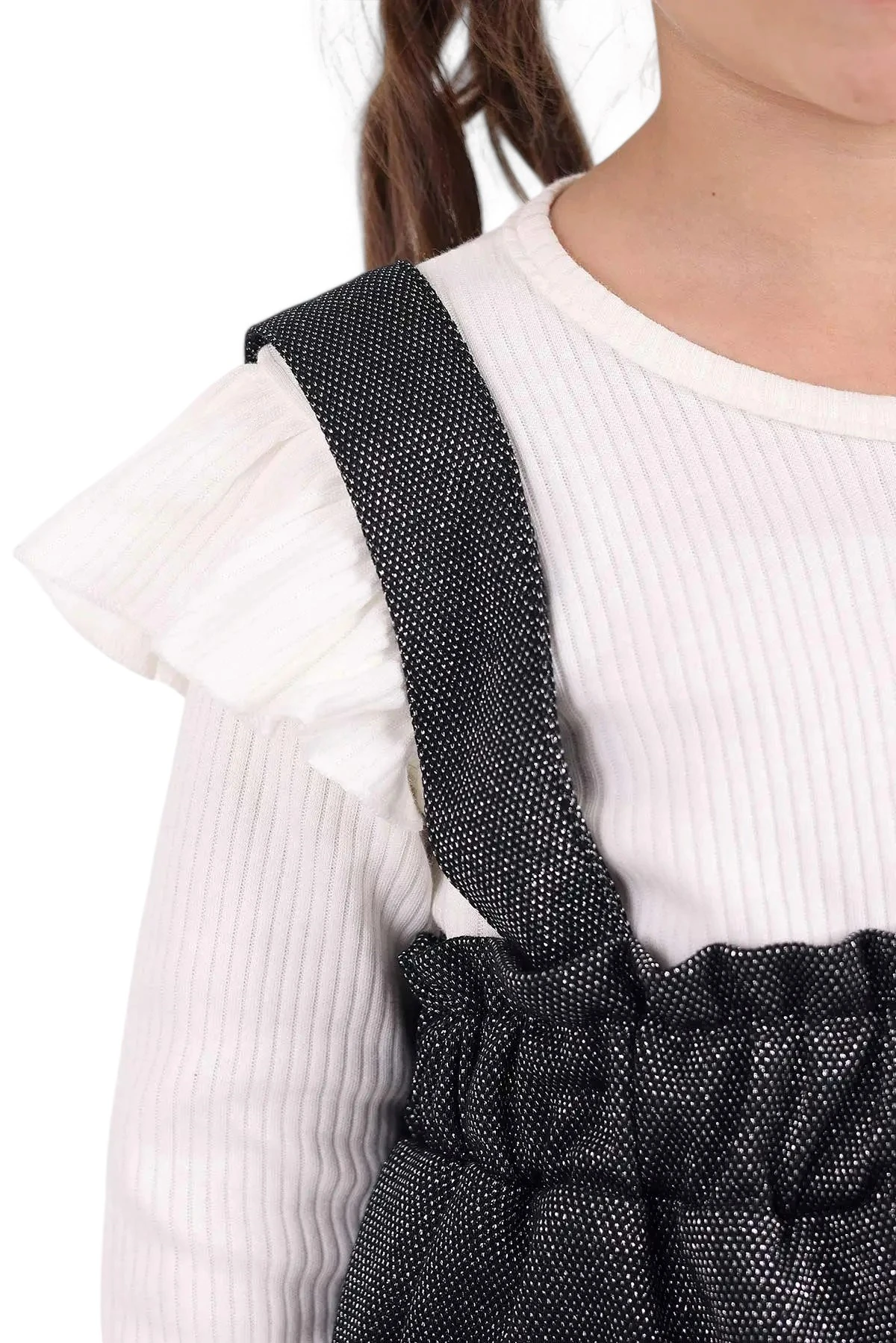 KIZ ÇOCUK 3-4-5-6 YAŞ SİMLİ ASKI DETAYLI CEPLİ ETEKLİ BADİLİ 2'Lİ ŞIK ELBİSE R1590