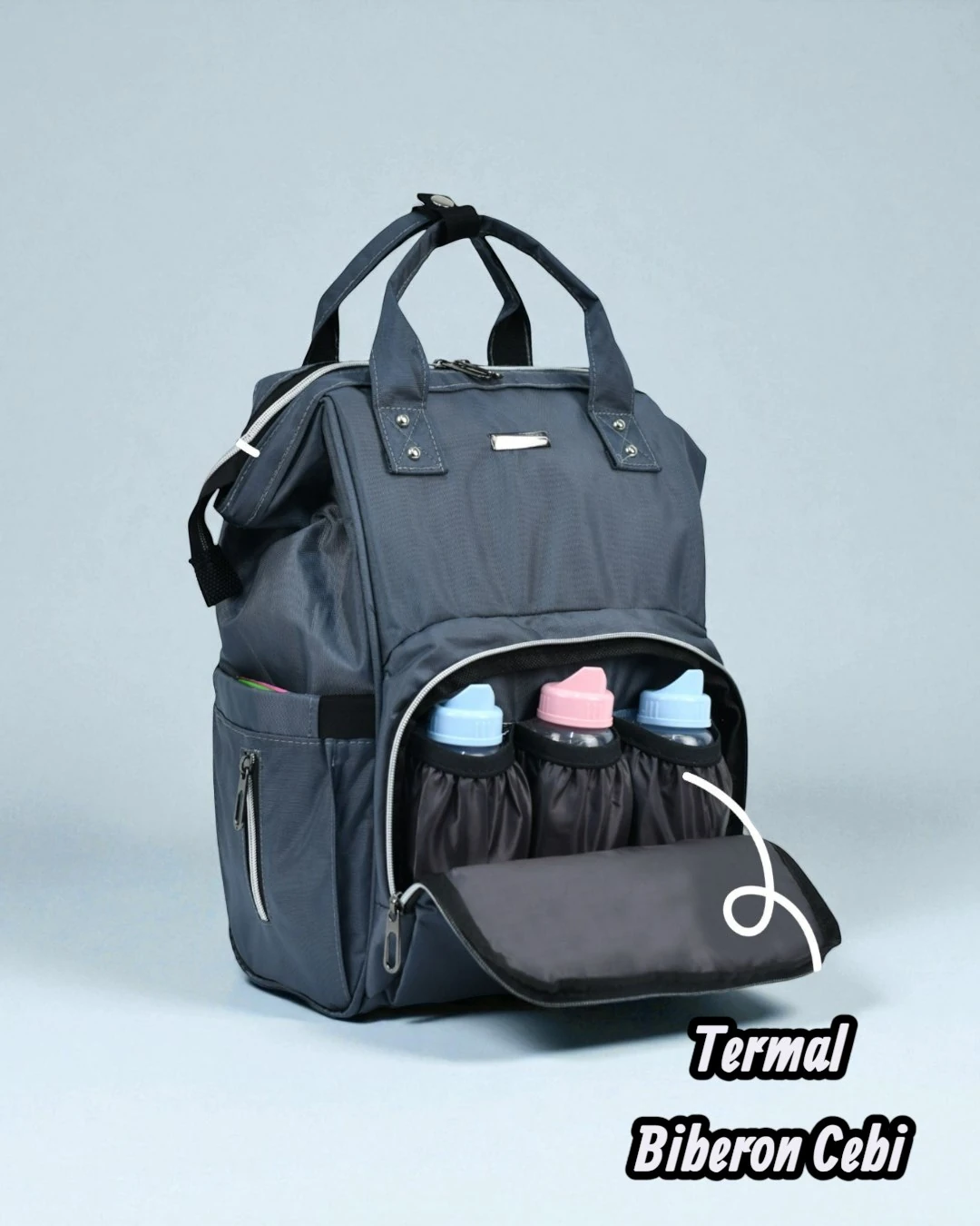 ANNE BEBEK BAKIM ÇANTASI / BABYMOL 8370 MONEMA CLASSİC ÇANTA  - GRİ