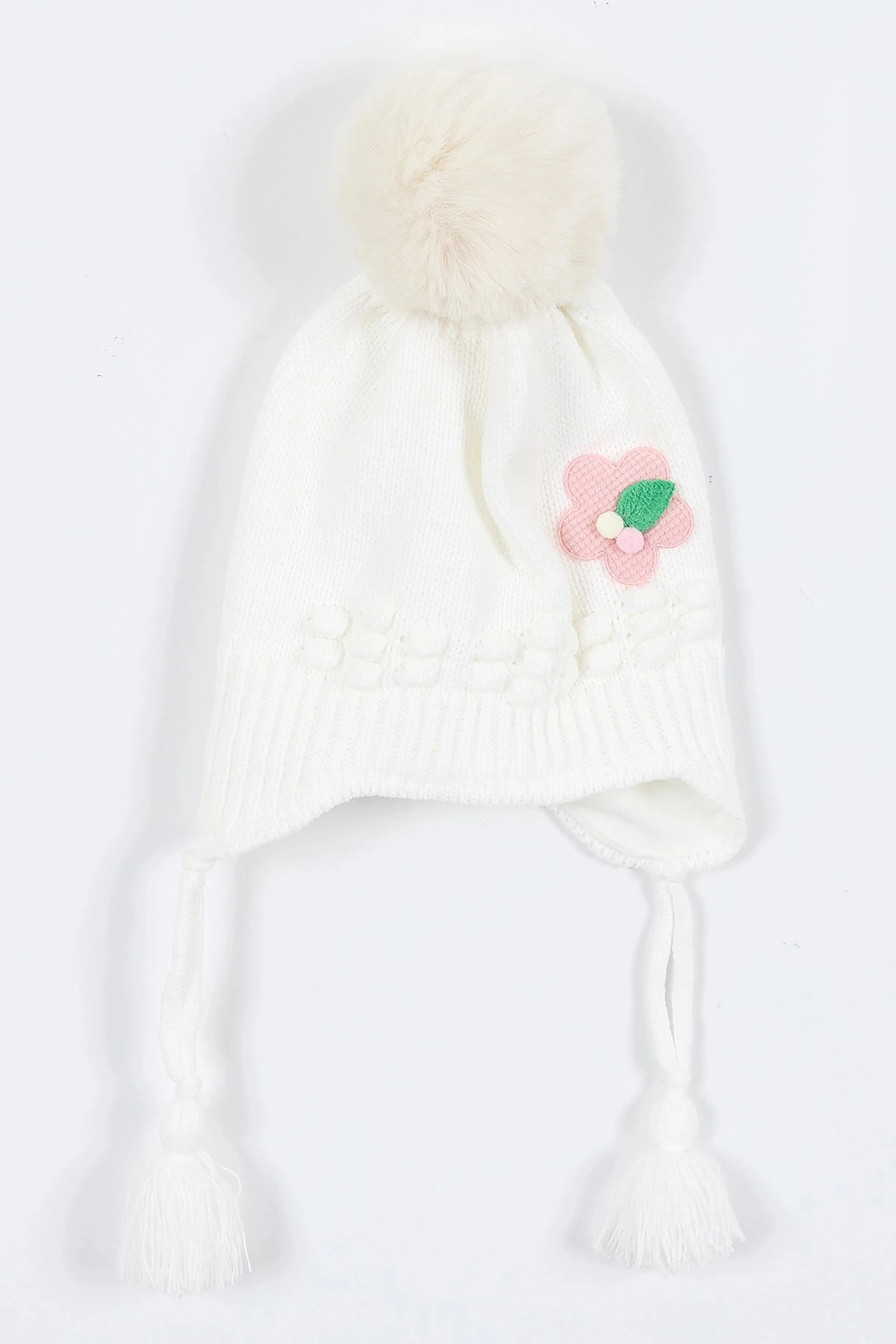 Kız Çocuk 1-4 Yaş İçi Polarlı Triko Bebek Beresi  BR28 - EKRU